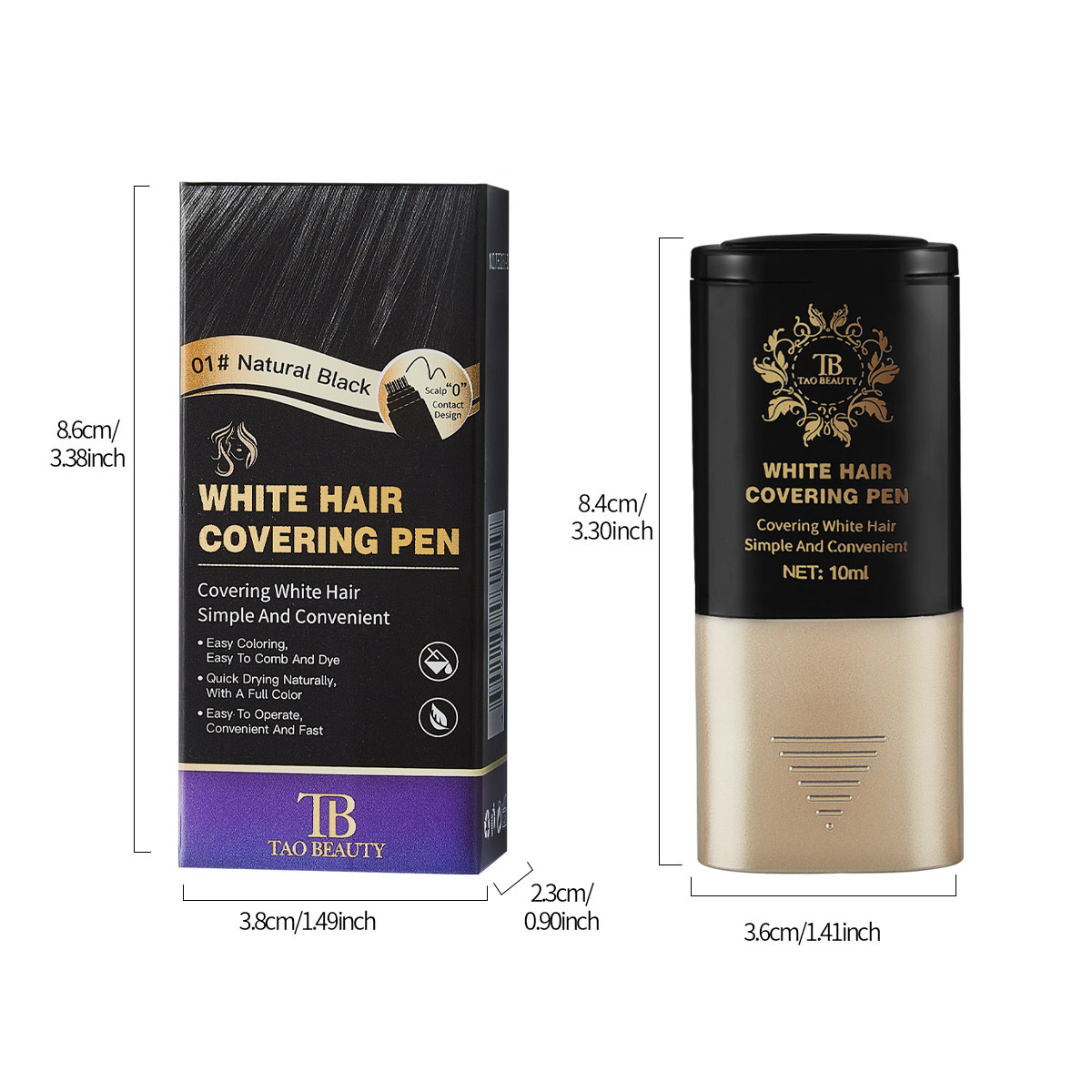 Cross-border bestseller Tao Beauty White Hair Covering Pen, disposable temporary color-matching hair care stick, hair care pen TEMU Item Picture