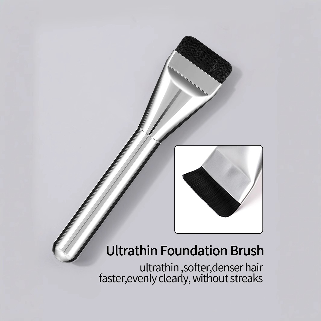 New silver ultra-thin foundation brush, non-powder, flat head, seamless base makeup mask brush, special for concealer, in large stock Specification drawing