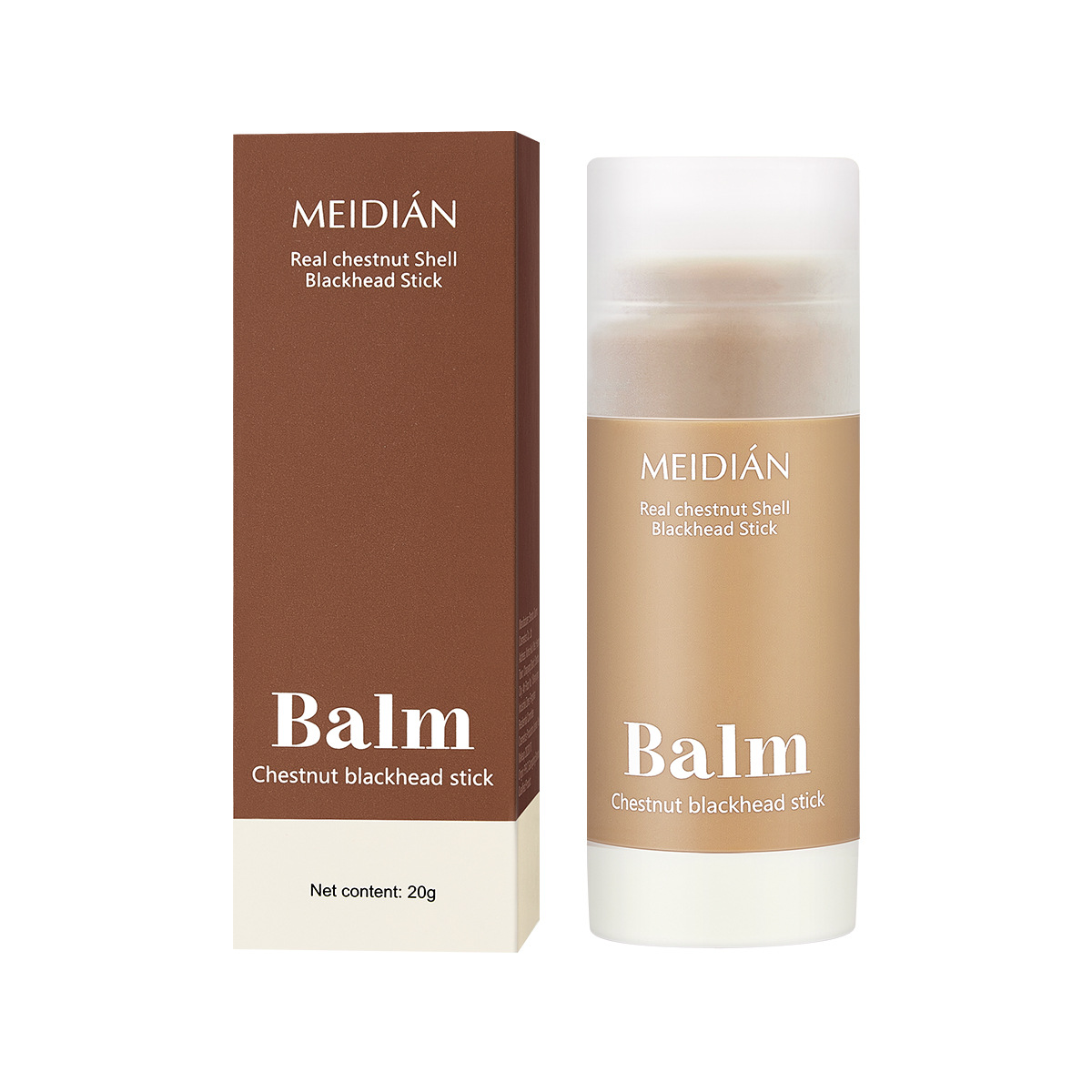 【 Cross-border Exclusive 】 Meidian True Chestnut Shell Blackhead Cleansing Stick cleans dead skin cells, leaving blackheads dry and smooth Item Picture