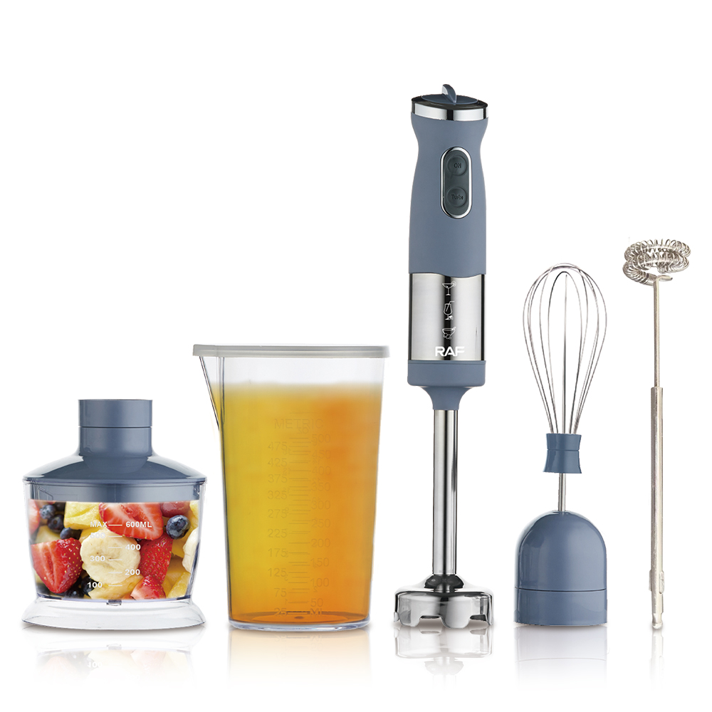 RAF European cooking Utensware Set 4-in-1: Handheld egg beater, complementary food utensware, shredder, meat grinder and blender Specification drawing