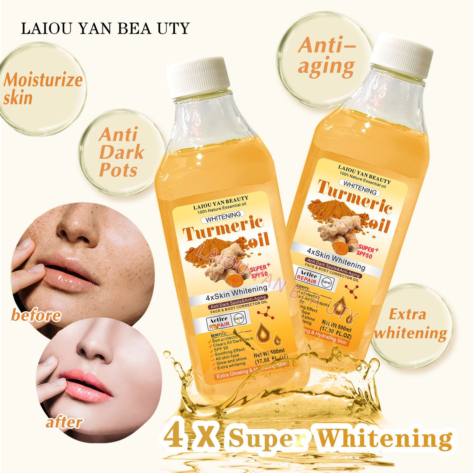 Cross-border foreign trade turmeric essential Oil Moisturizing Oil, Body Massage essential oil, Back opening Gua sha bb Oil, Ginger Oil, massage Turmeric oil Specification drawing