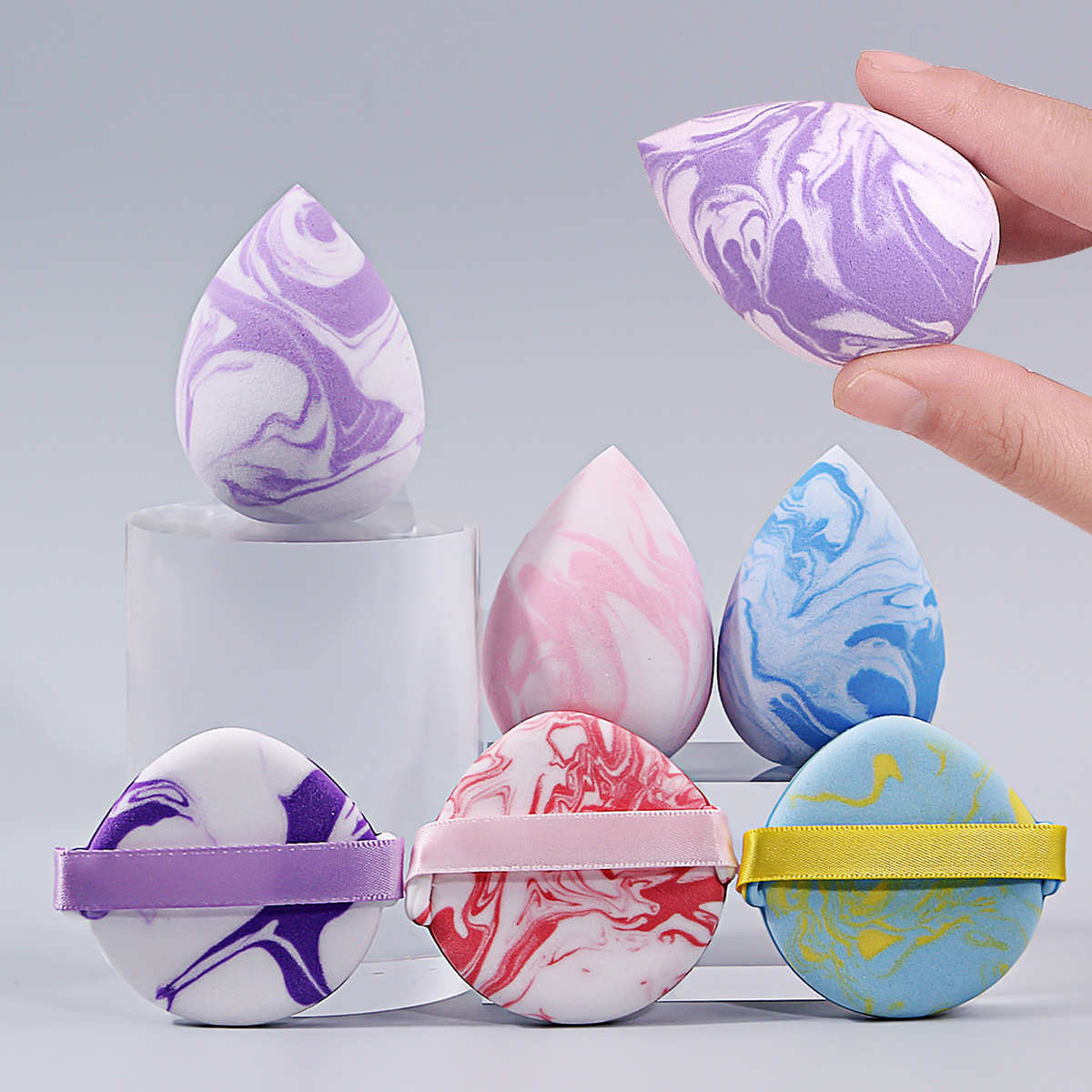 Hot-selling bestseller sponge powder puff beauty egg double-color combination, super soft, powder-free makeup tool, makeup egg in stock wholesale full figure