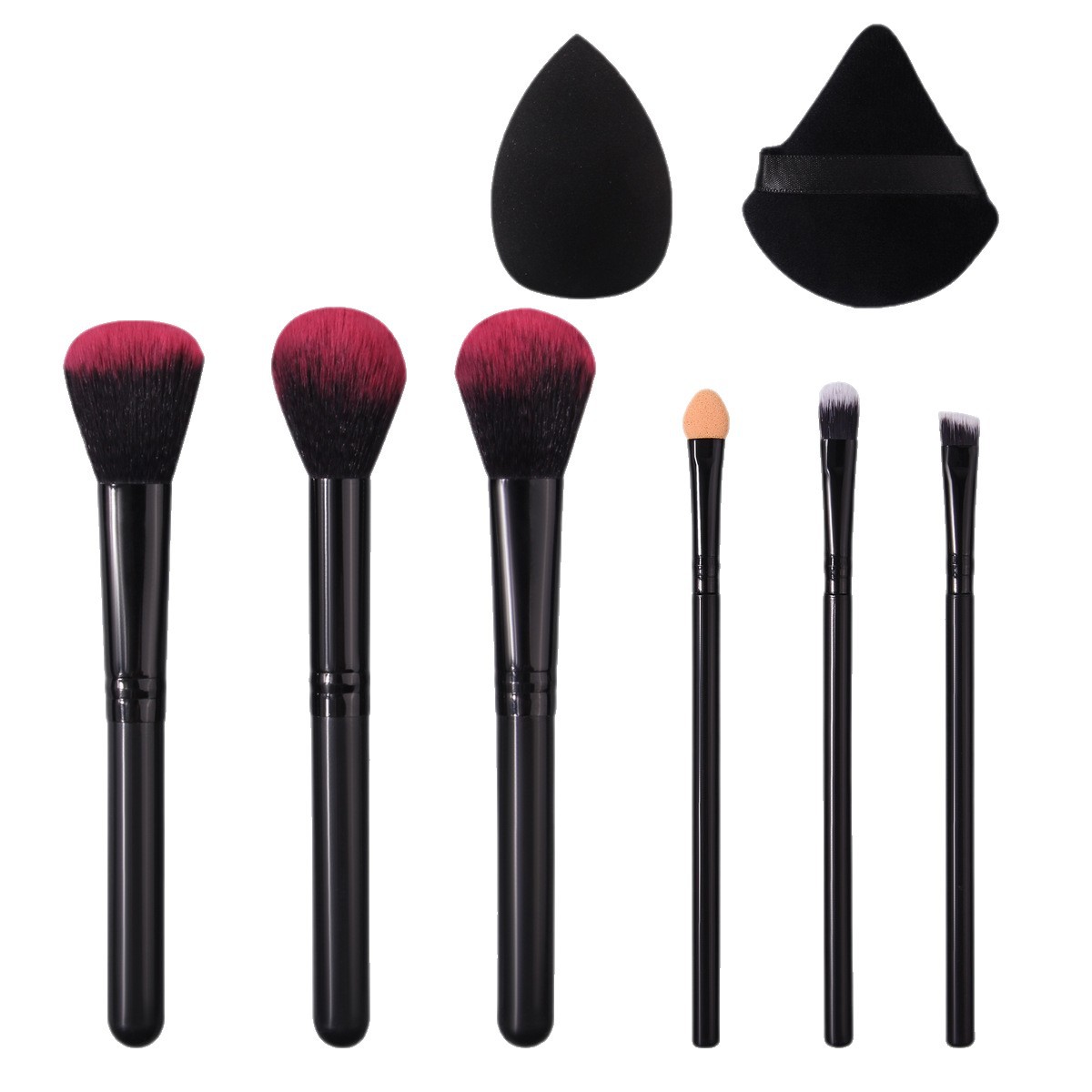 Beginner's 6-piece makeup brush set: Blush brush, highlighter brush, eyeshadow brush, triangular powder puff, beauty egg. Long-term stock available Item Picture