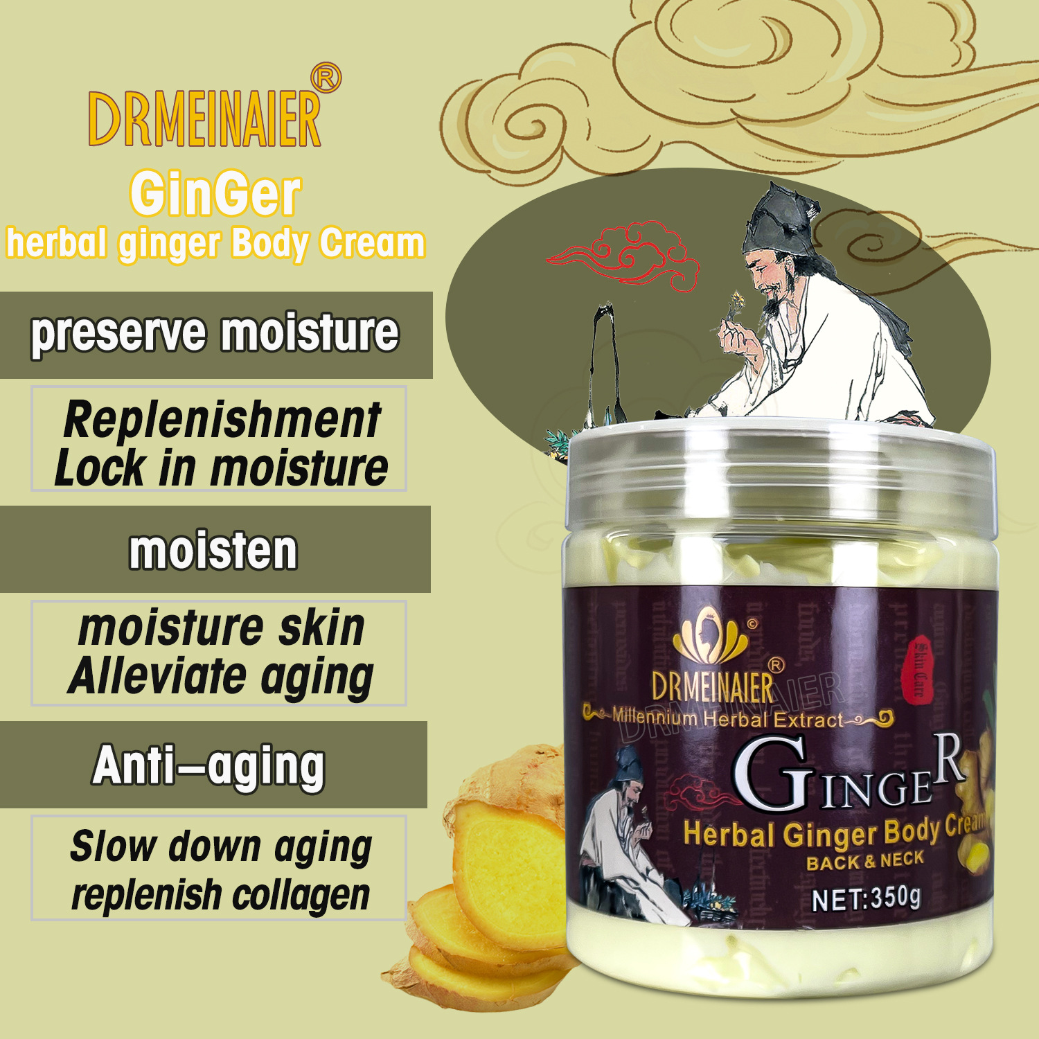 Cross-border turmeric Body Lotion, Refreshing Fragrance, Hydrating, Moisturizing, Brightening and Nourishing Lotion, turmeric Cream Lotion, Export batch details Picture