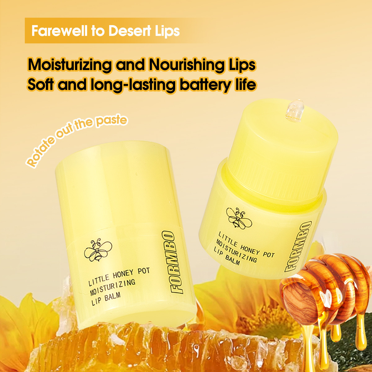 【 Cross-border Exclusive 】FORMBO Honey Lip Balm Moisturizes and hydrates for a long time, reduces lip lines, and is a best-selling moisturizing and hydrating product details Picture