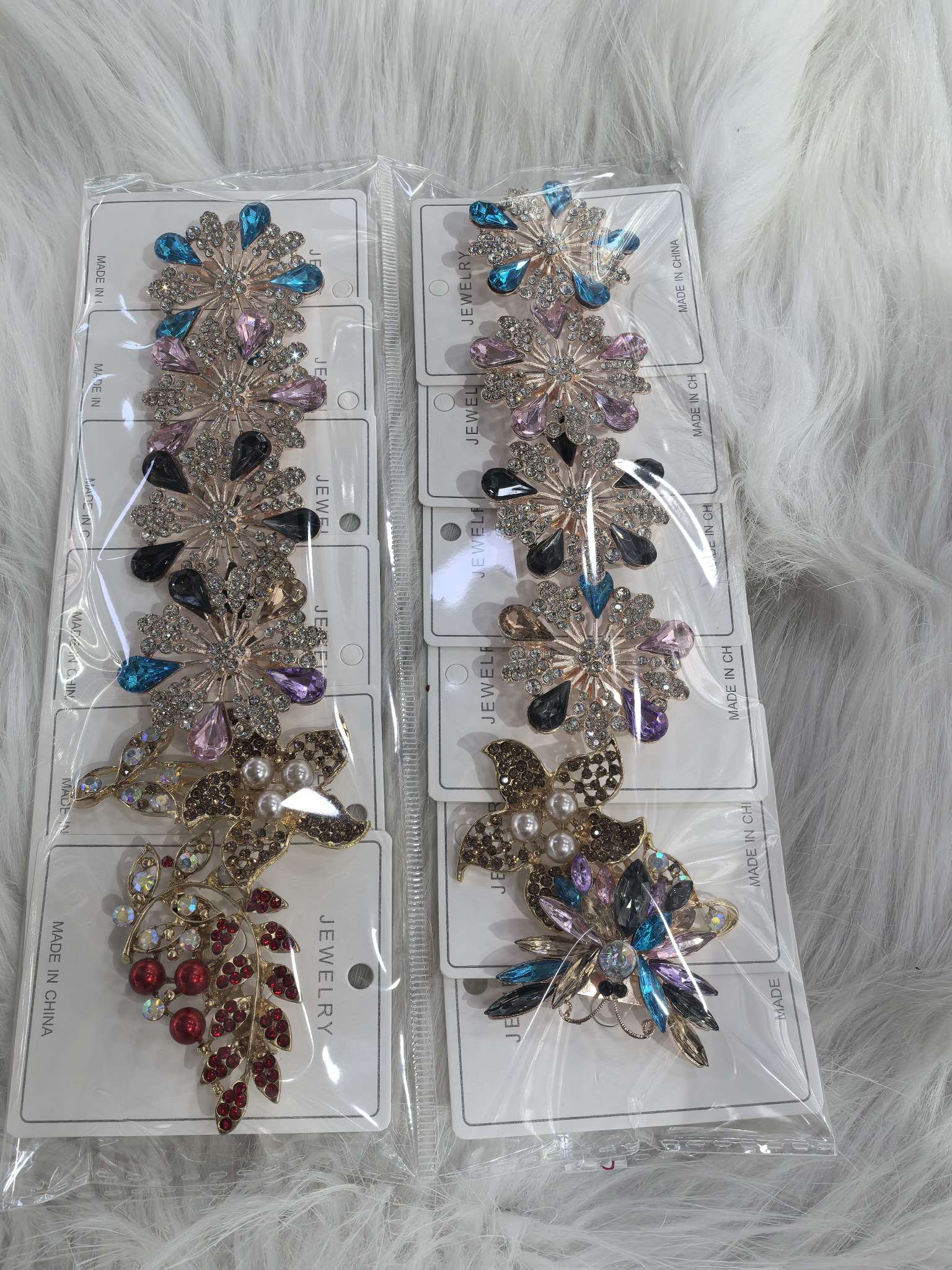 合金6色胸针头饰