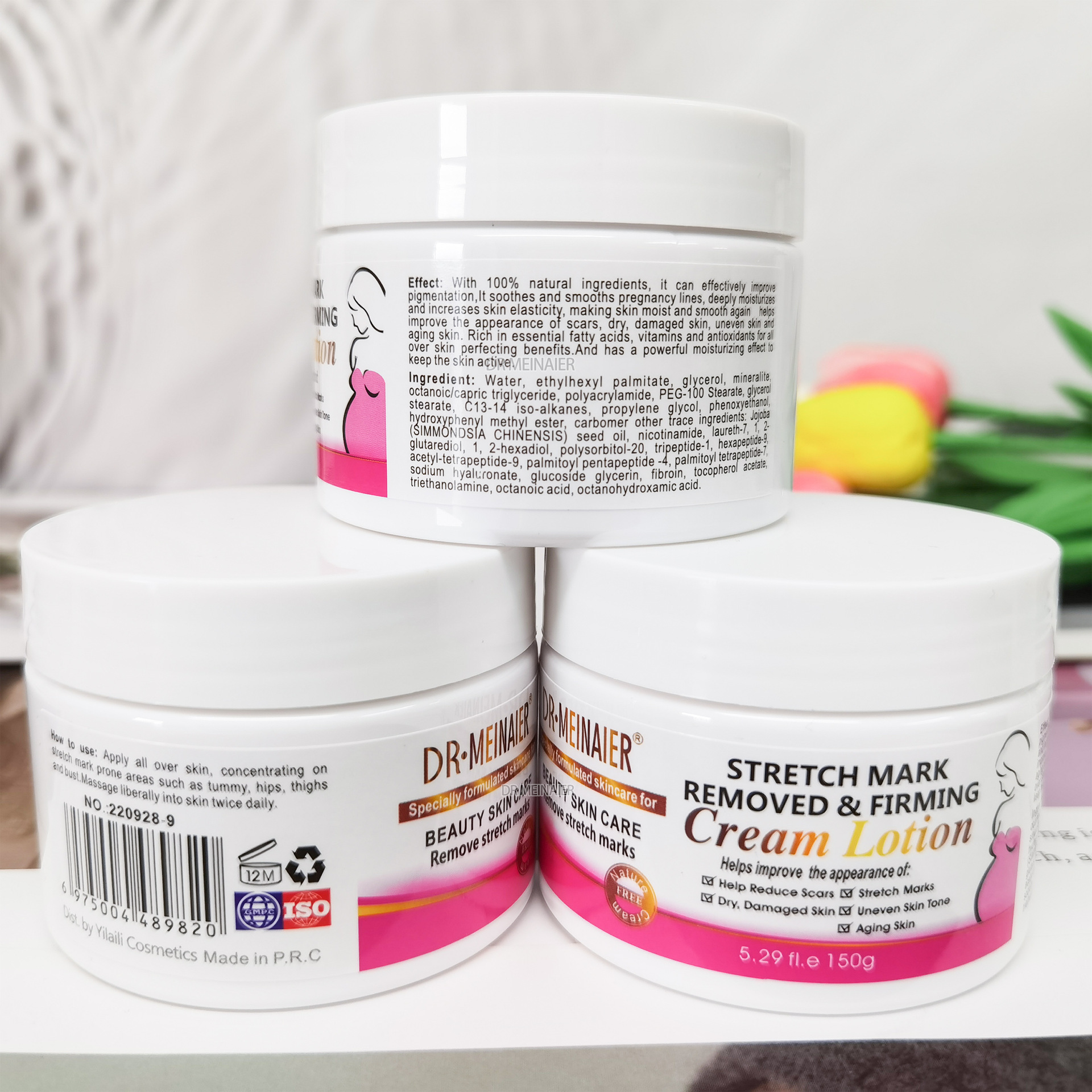 Cross-border Moisturizing and Nourishing Stretch Mark Repair Cream, Pregnant Women's Wrinkle Reduction and Abdominal Fat Wrinkle Repair Firming Cream 150g Specification drawing