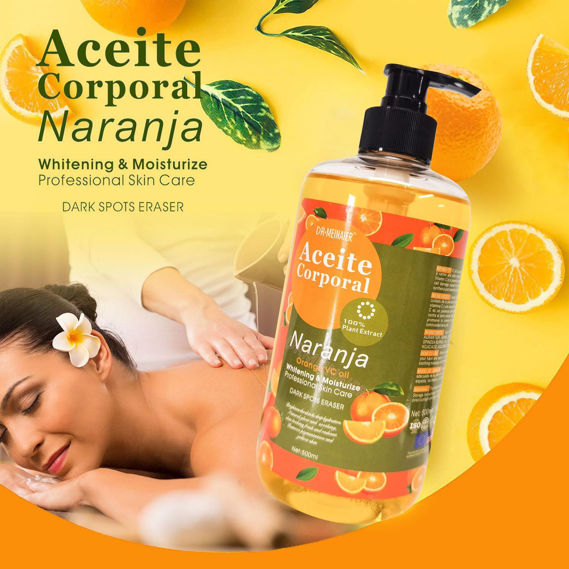 Cross-border fresh orange Vitamin C essential oil skin care Body Massage and manipulation essential oil shoulder and neck opening back skin care base oil VC oil details Picture