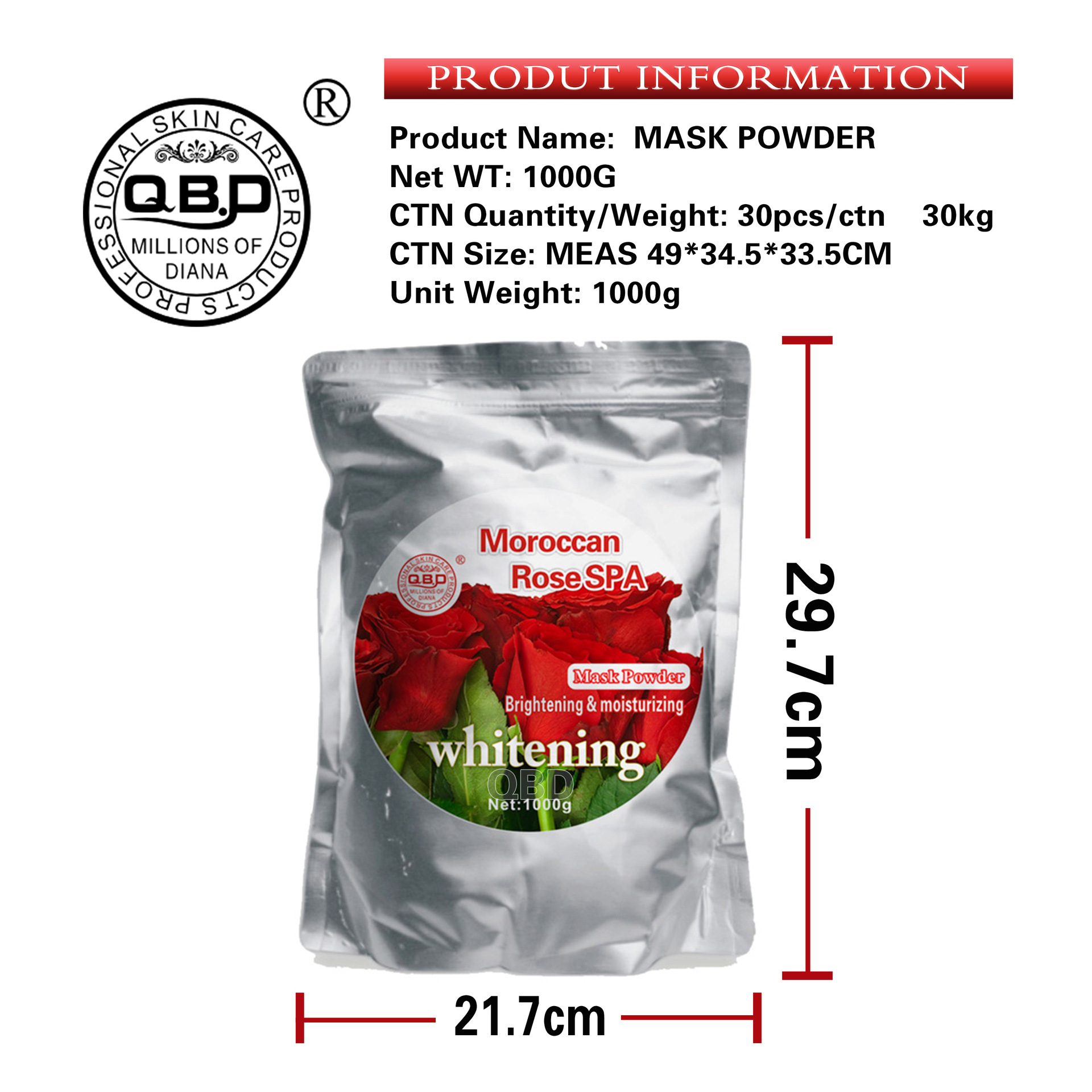 Cross-border Bai Bai Dai Qi Zi Bai Herbal Mask Powder Brightening, Moisturizing and Softening Soft Mask Powder 1000g export wholesale Item Picture