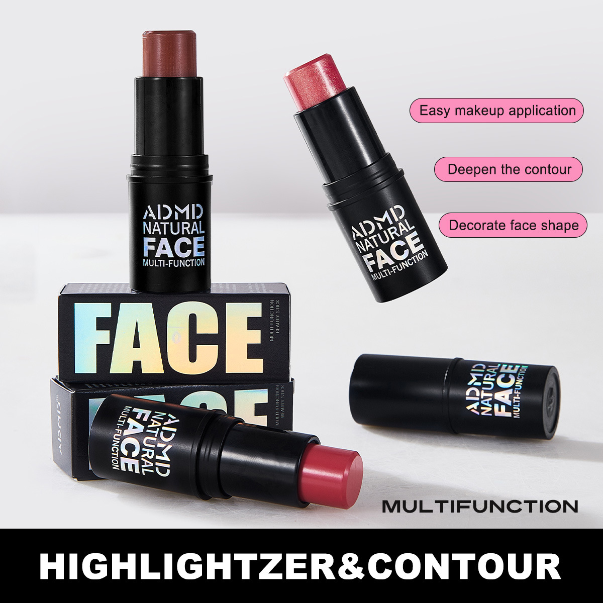 Cross-border exclusive high-gloss contouring stick, three-dimensional brightening of the undereye contour, shadow pen, facial blush stick, Amazon bestsellers details Picture