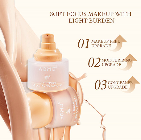 Wholesale factory direct sales of ADMD Small Round Cap Penetrating Soft Skin Light and Long-lasting Foundation, MSDS/FDA Specification drawing