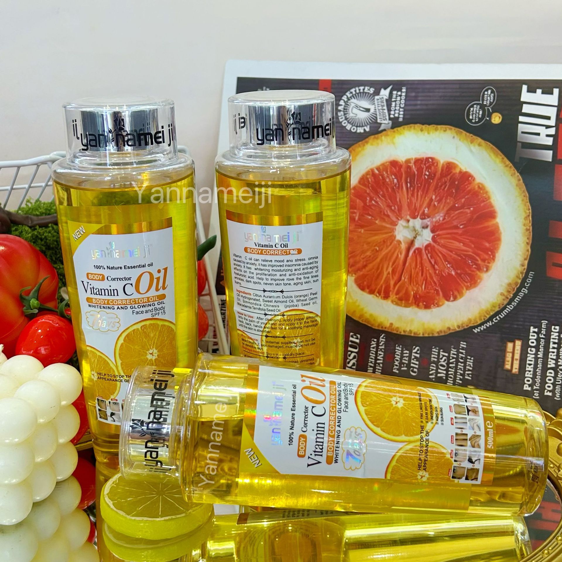 Wholesale of 500ml cross-border trade Vitamin C essential oil, repair oil, massage and skin care VC massage oil Item Picture