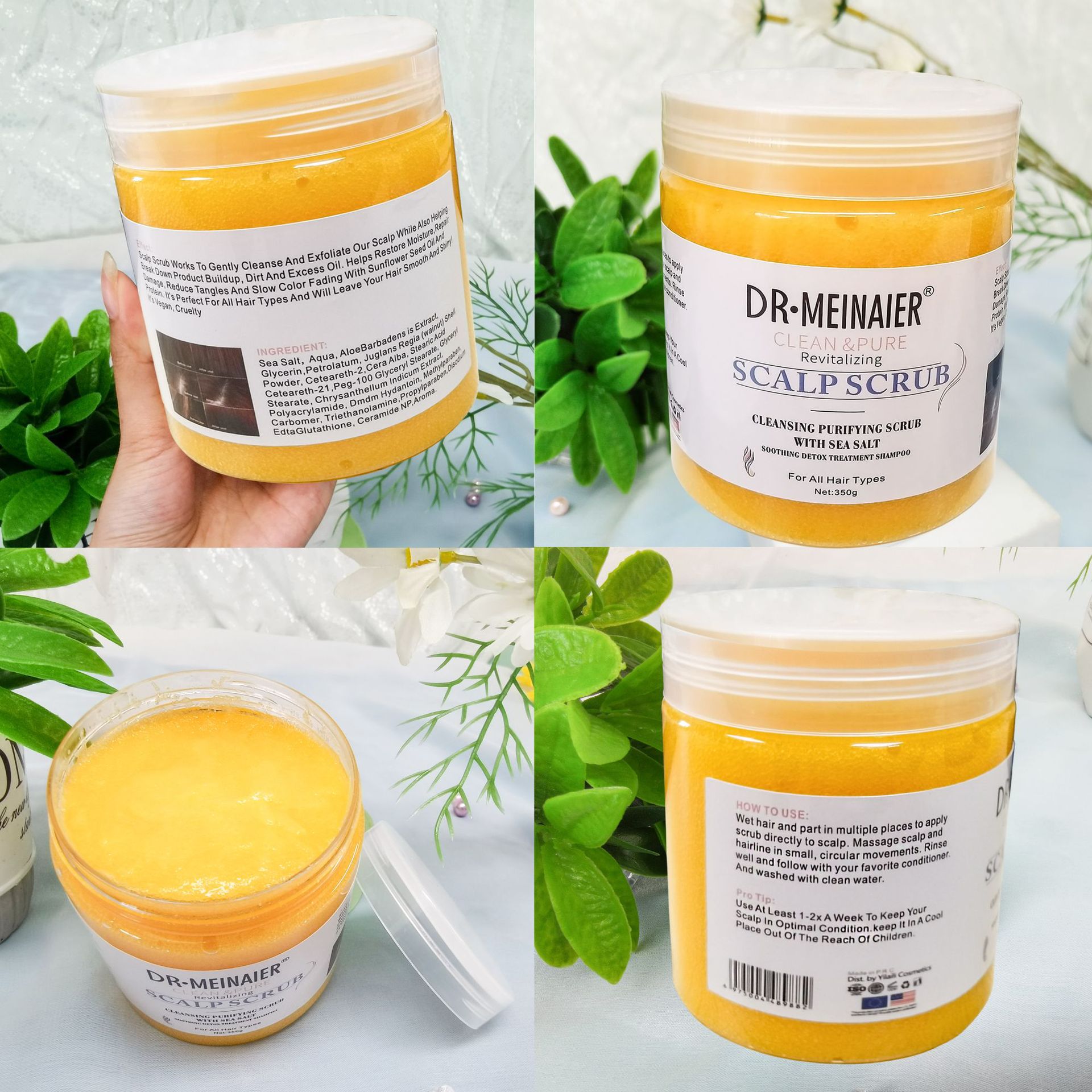 Cross-border turmeric Scalp Scrub, Oil-control Cleansing Shampoo, Rich shampoo foam, 350g Sea salt bestseller Specification drawing