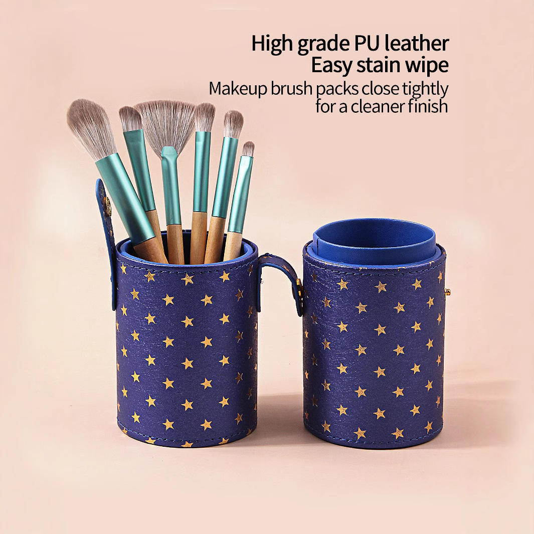 New Star Bucket PU makeup brush storage bucket, complete set of brush storage box, dust-proof and waterproof beauty tools in stock Specification drawing