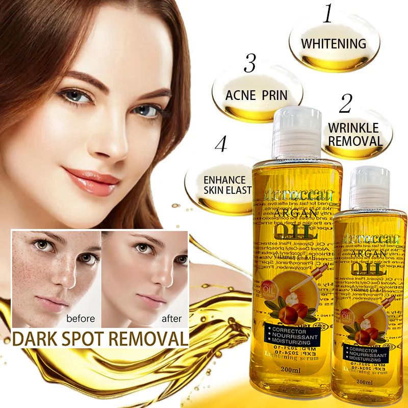 Cross-border Moroccan argan oil Argan glycerin Facial and Body Hair Care Essential Oil Brightening Massage Oil for export 200ml Specification drawing