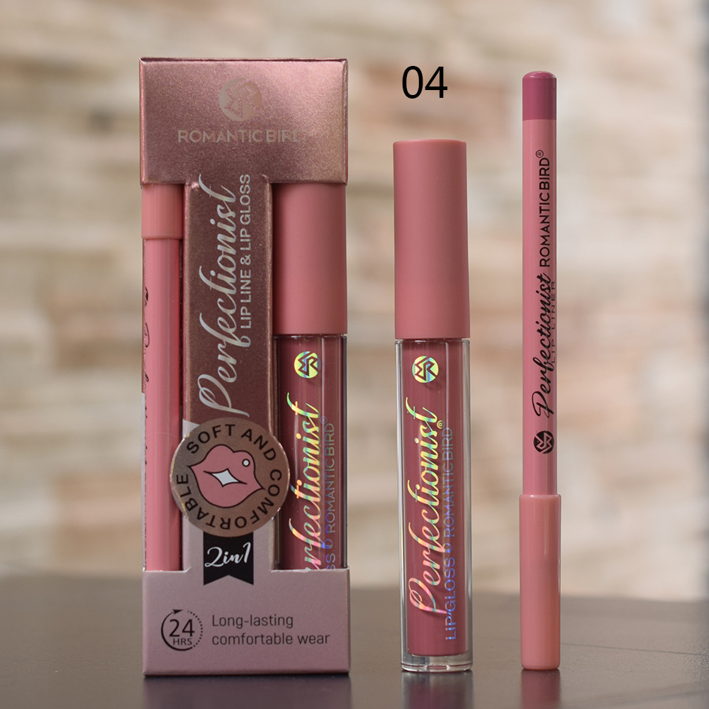 Only export [ROMANTIC BIRD] RB304A matte lip gloss, lip gloss and lip liner pen two-in-one new style full figure