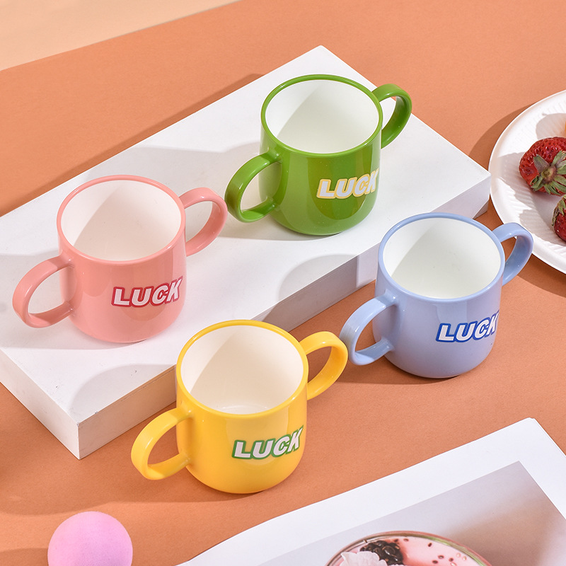 G28-GH-2588 Children's double-handled cup, new household food-grade large-diameter water cup, open and easy to clean, open cup for learning to drink Application Scenario