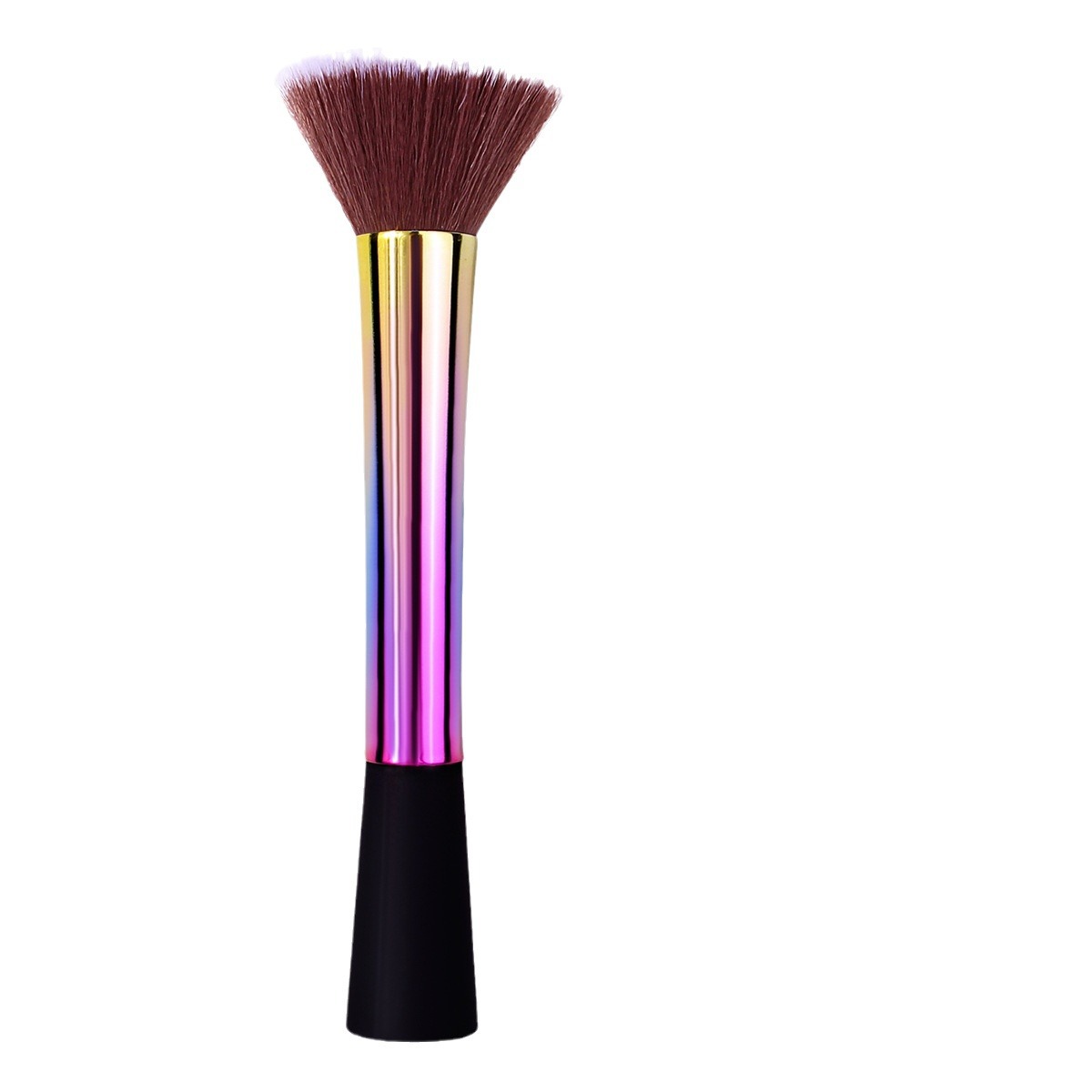High-quality in-stock, colorful gradient flat-head setting brush, blush brush, no powder intake, easy to apply, portable loose powder makeup brush Item Picture