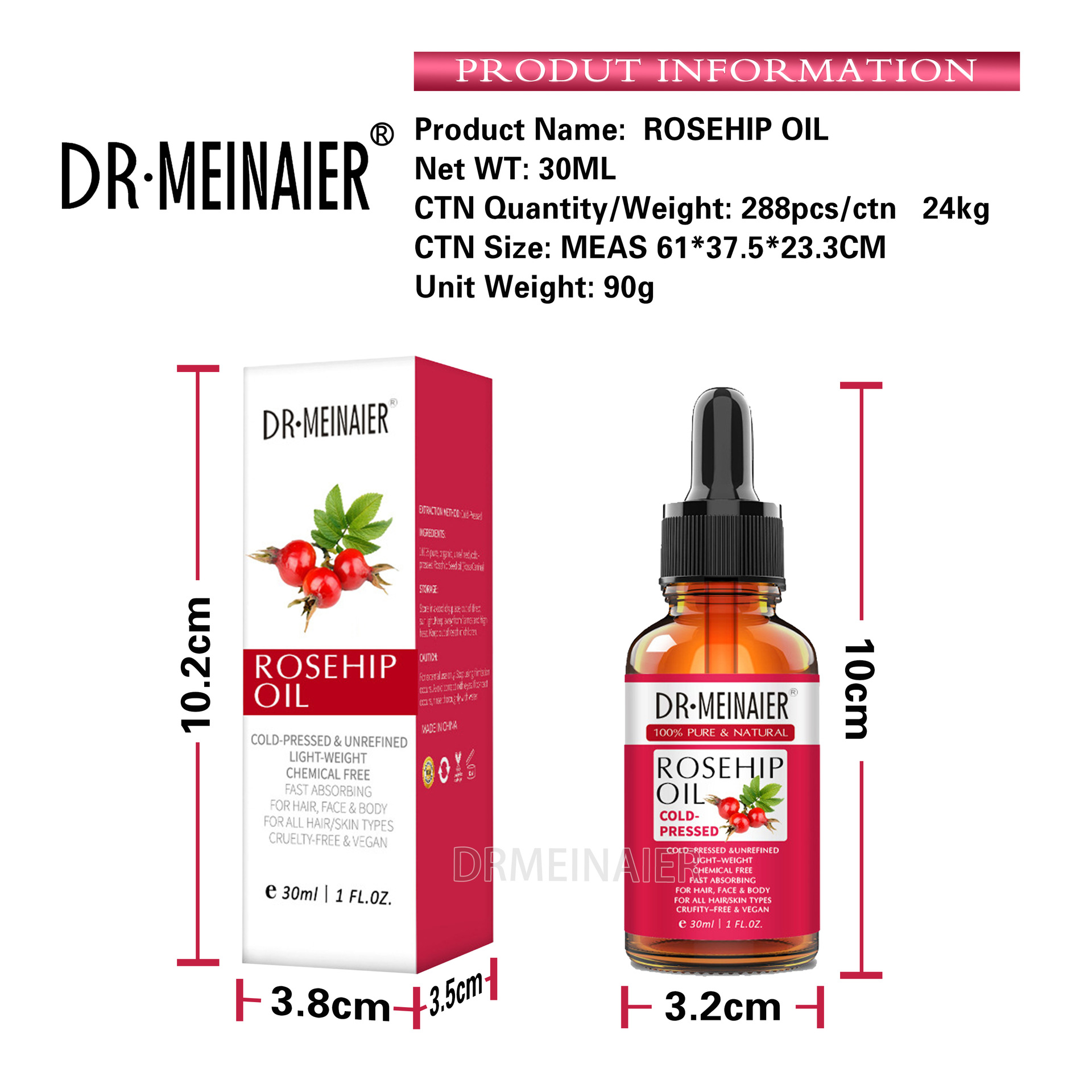 Cross-border exclusive rosehip essential oil facial and body massage oil, shoulder and neck back massage moisturizing BB oil, gua sha oil Item Picture