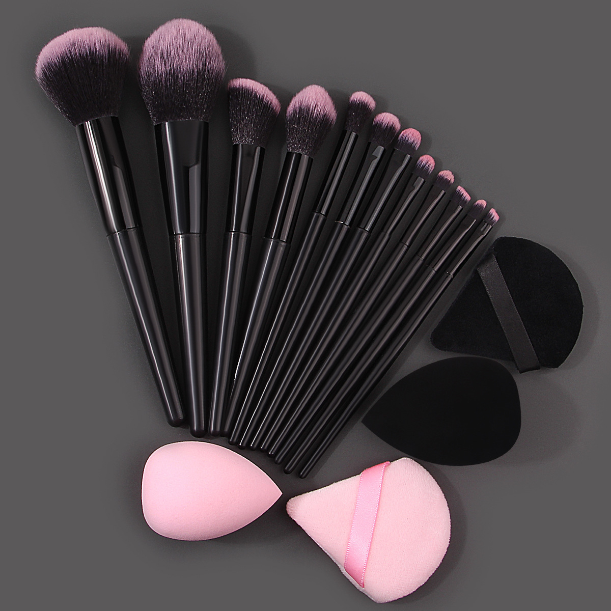 Cross-border best-selling 12-piece makeup brush, triangular powder puff, sponge egg set, easy for beginners to use, portable and daily makeup tools Specification drawing