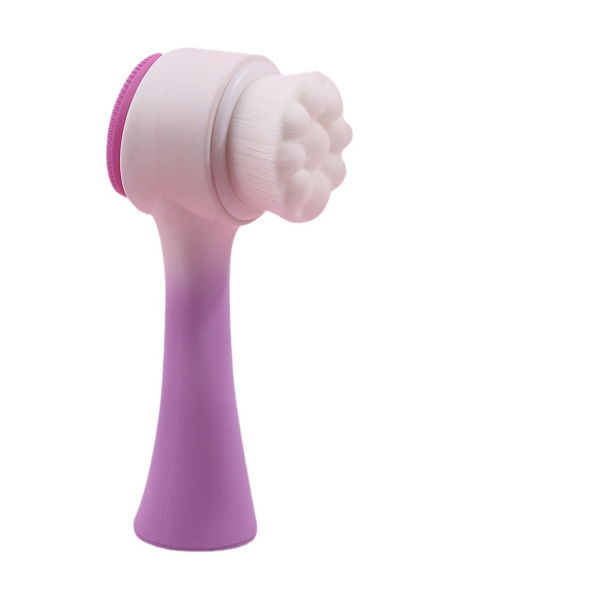 3D gradient double-sided facial cleansing brush, soft bristle silicone brush, facial cleansing brush, pore-cleaning wonder, quick blackhead removal makeup brush Item Picture