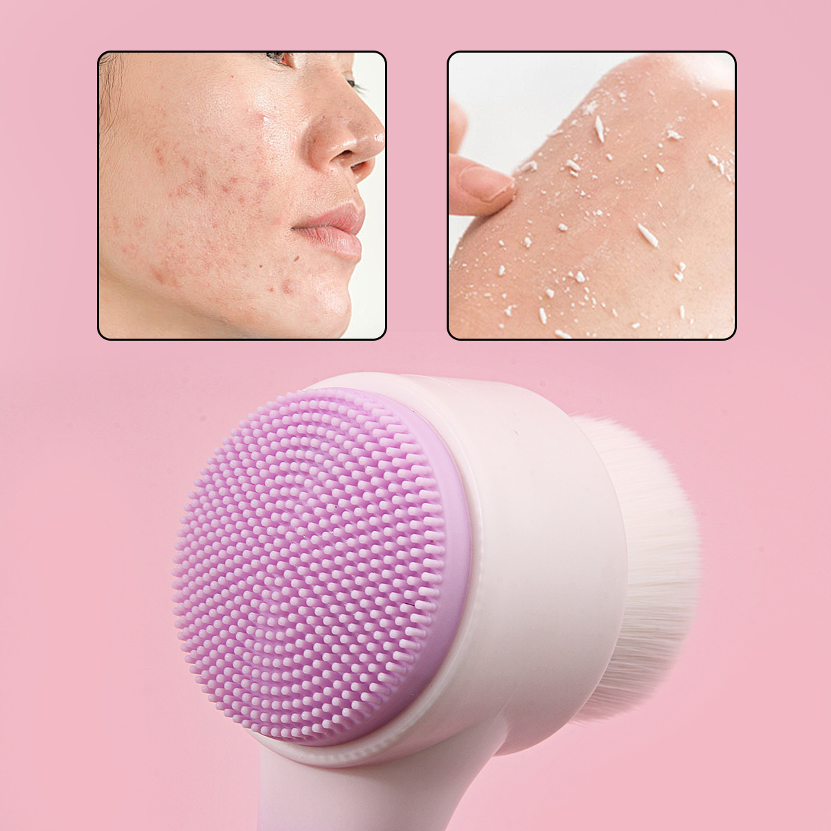 3D gradient double-sided facial cleansing brush, soft bristle silicone brush, facial cleansing brush, pore-cleaning wonder, quick blackhead removal makeup brush Application Scenario