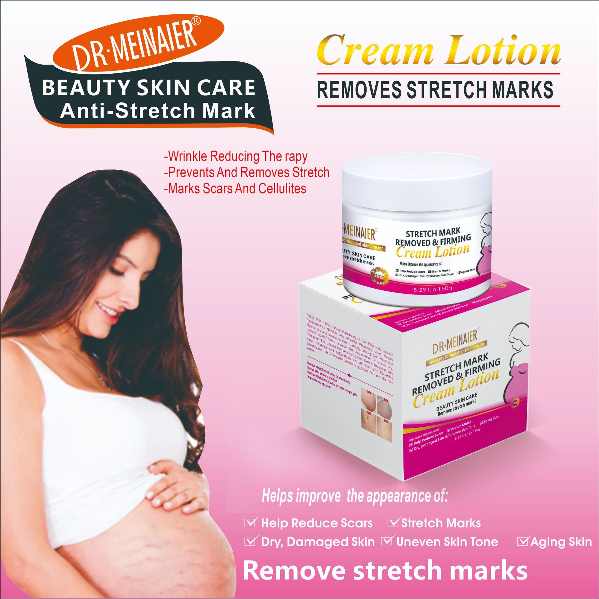 Cross-border Moisturizing and Nourishing Stretch Mark Repair Cream, Pregnant Women's Wrinkle Reduction and Abdominal Fat Wrinkle Repair Firming Cream 150g full figure