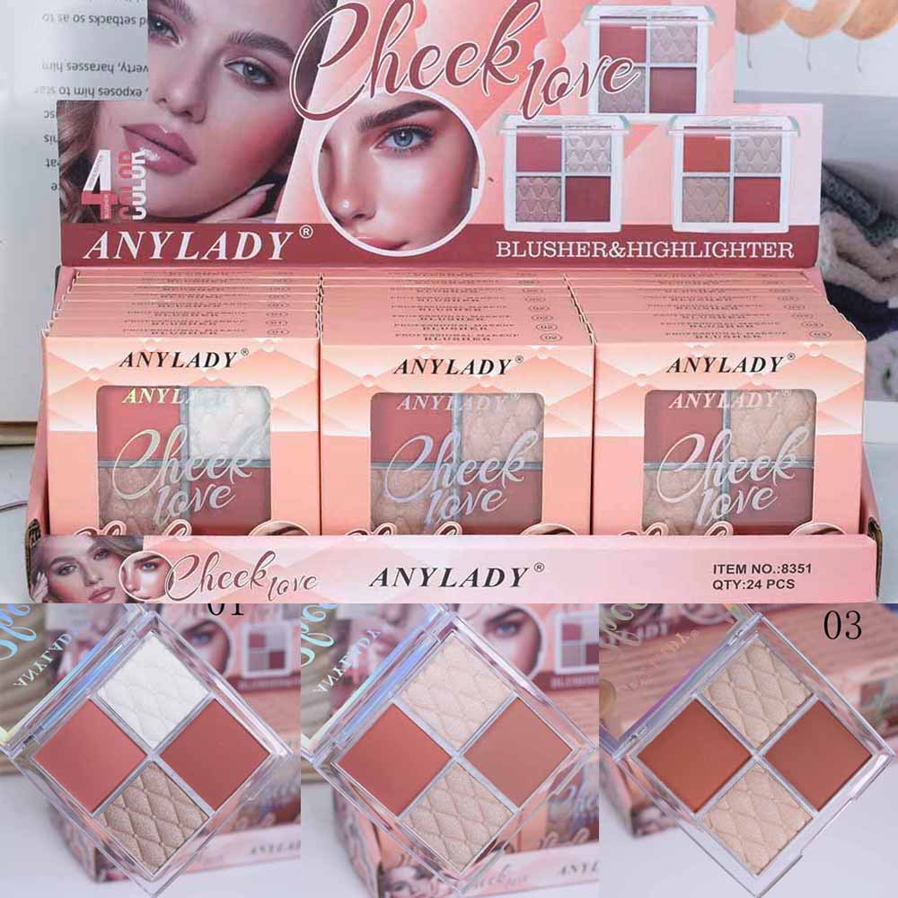 8351 New Four-color blush High-gloss set for export [ANYLADY] highlight&blusher full figure
