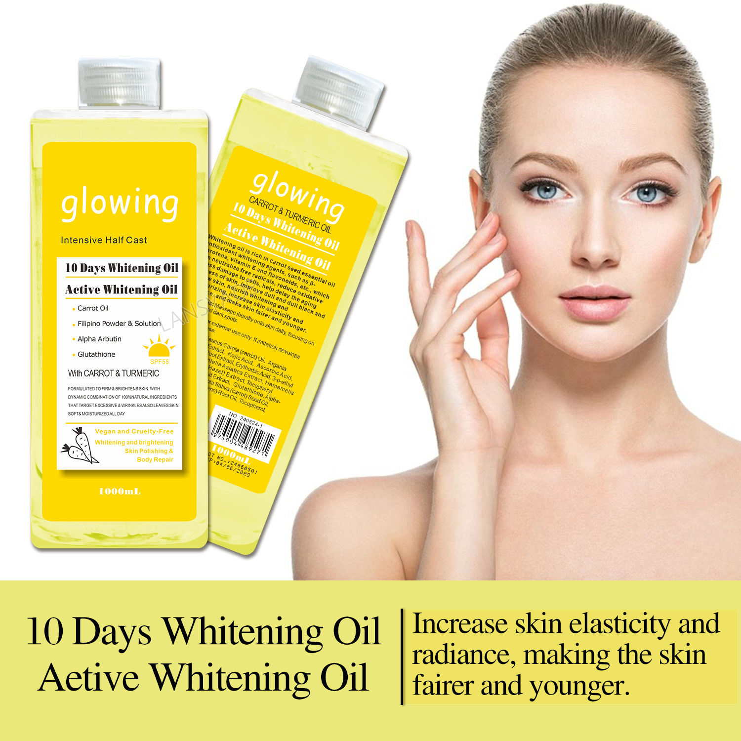 Cross-border VC Oil Facial and Body Darkening Massage Oil Massage Full Body spa Brightening and Glowing Oil 1000ml Essential oil full figure