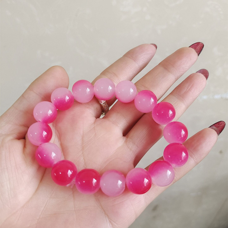 仿玛红色水蜜桃绕指柔渐变水晶手链女 金珠貔貅手串 网店旅游纪念饰品引流小礼品批发11