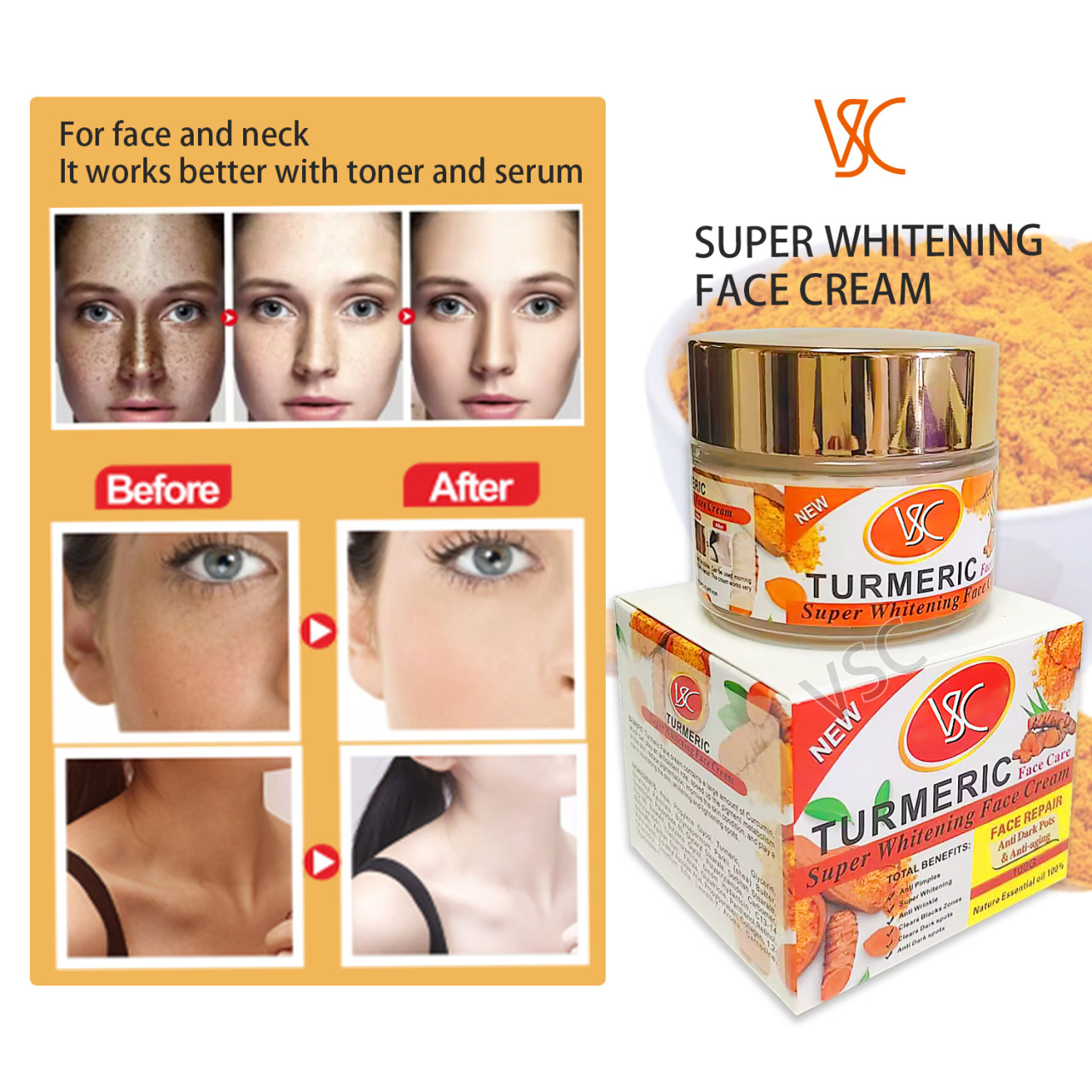 All-english turmeric face cream 100g Brightens skin tone, moisturizes and nourishes the face cream details Picture