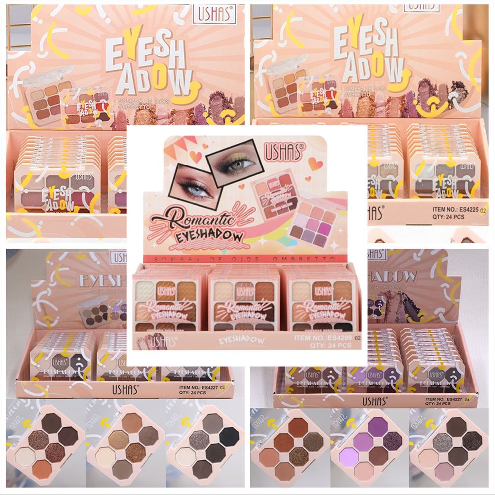 Only export 24 specifications of four-color eye shadows in coffee, blue and purple, pearlescent and matte. [USHAS full figure