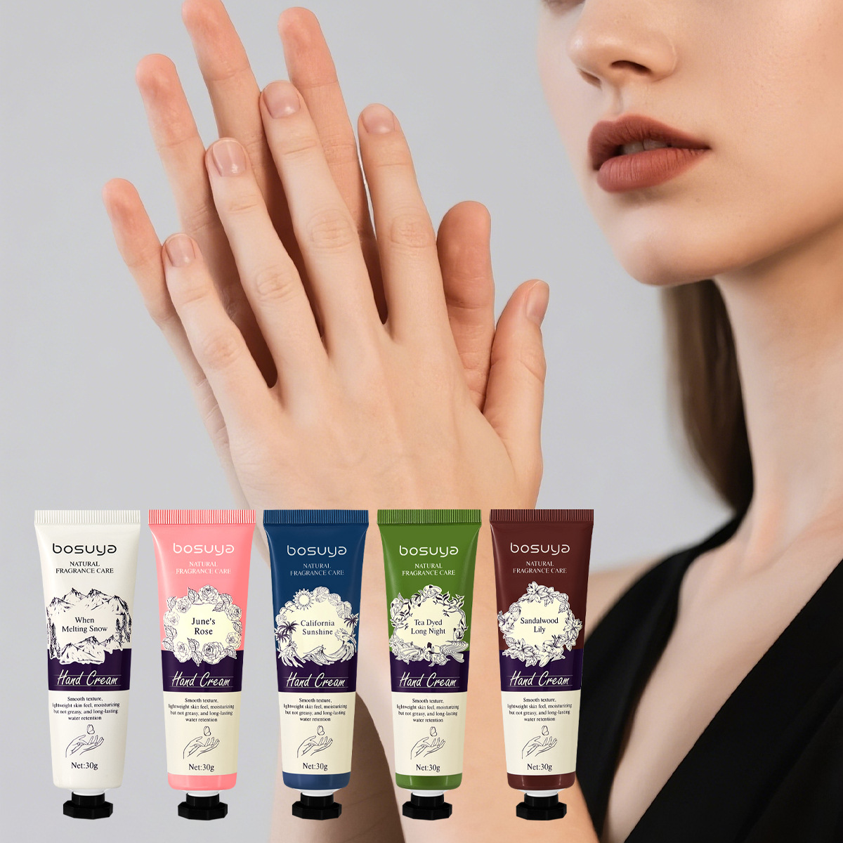 Cross-border exclusive bosuya scented Hand Cream, new 30g plant essence hand cream, moisturizing and non-greasy Application Scenario