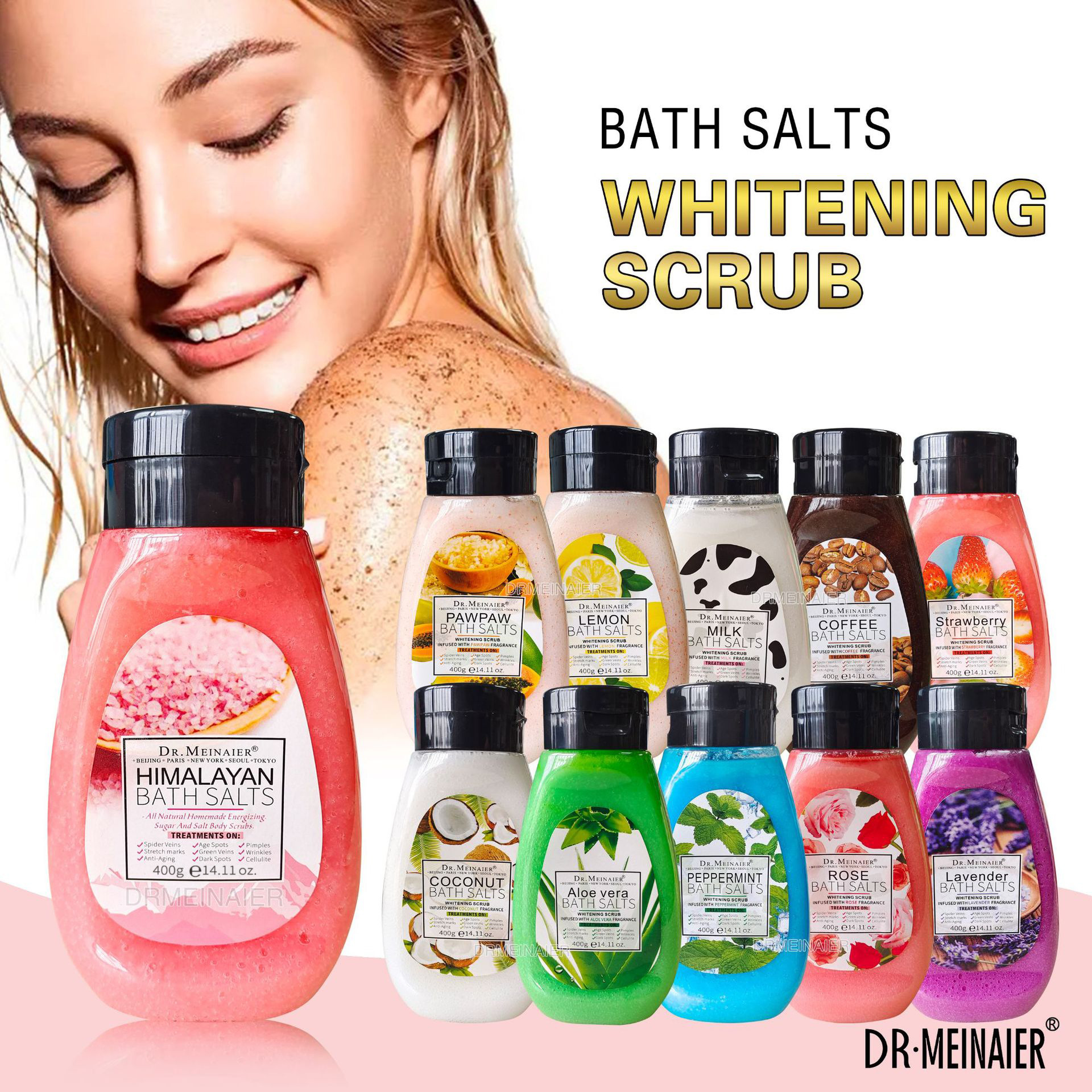 Cross-border DRMEINAIER rose scrub Bath salt for deep exfoliation and chicken skin removal, full-body aromatherapy bath salt export full figure