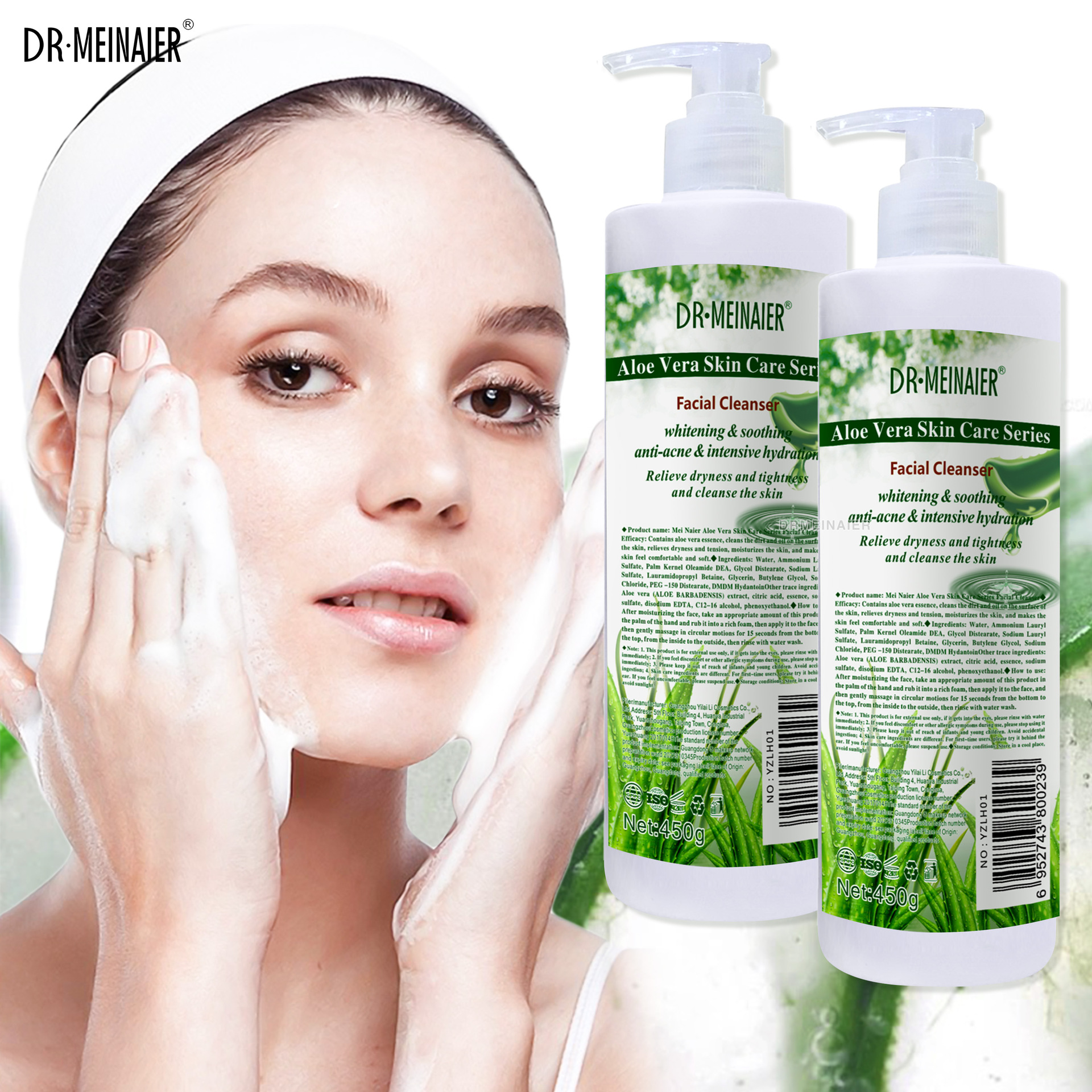 Cross-border foreign trade English facial Cleanser, skin care, Moisturizing, oil Control, dark removal, Deep cleansing foam Facial Cleanser 450g Application Scenario