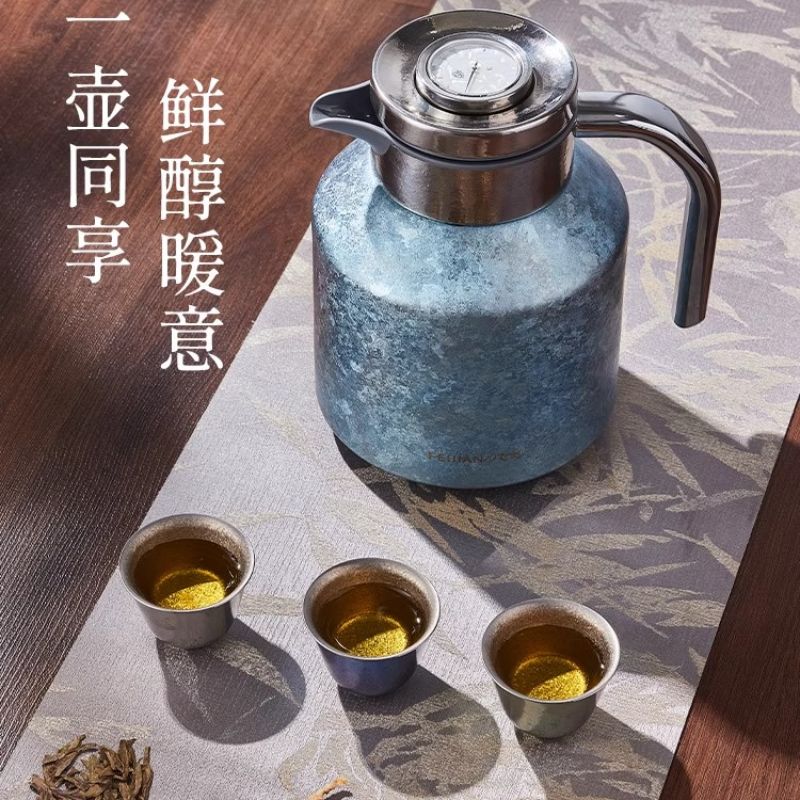 飞剑纯钛保温壶大容量精准测温茶水分离全钛焖泡茶壶
