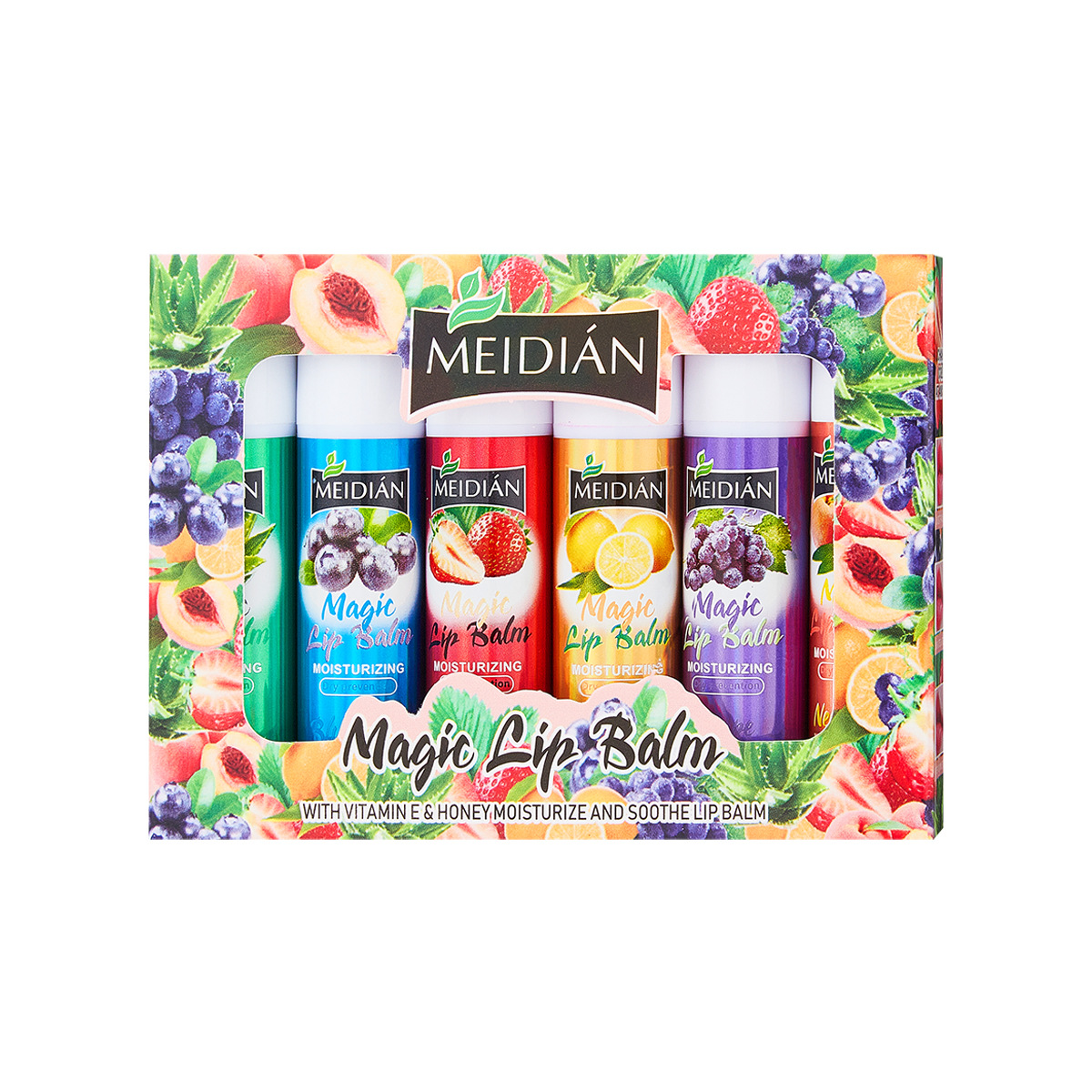 MEIDIAN Cross-border exclusive Supply of best-selling lip balm 6-pack set, fruit-flavored moisturizing Lip balm wholesale factory Item Picture