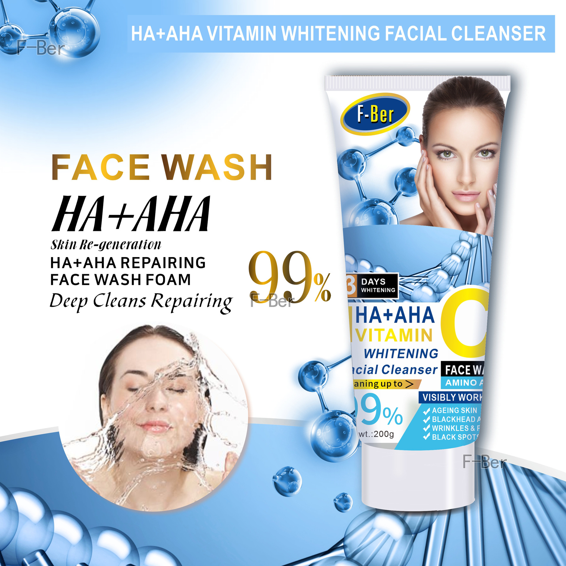 Cross-border trade gentle facial Cleanser, soap-based facial cleanser, rice and cucumber foam, amino acid mousse, deep cleansing Application Scenario