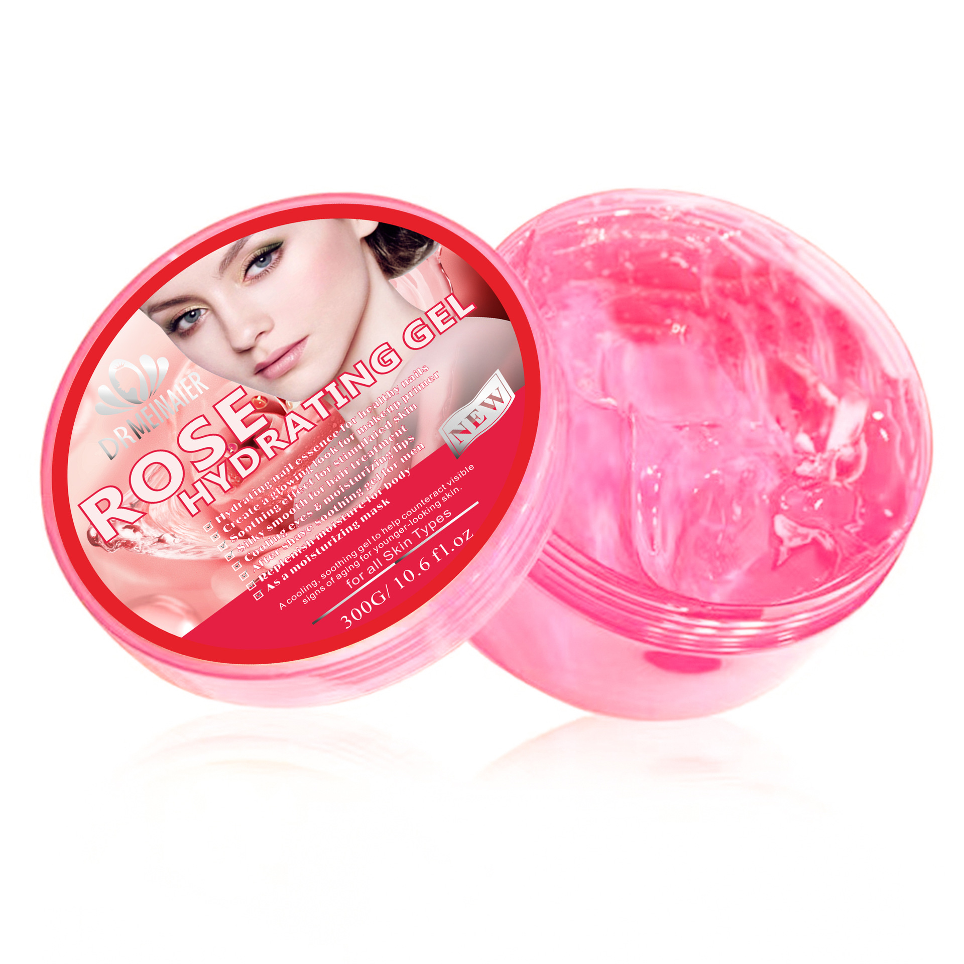 Cross-border Soothing Repair Rose Gel Moisturizing Brightening Firming Tomato Gel Leave-in Sleeping Mask 300g export wholesale full figure