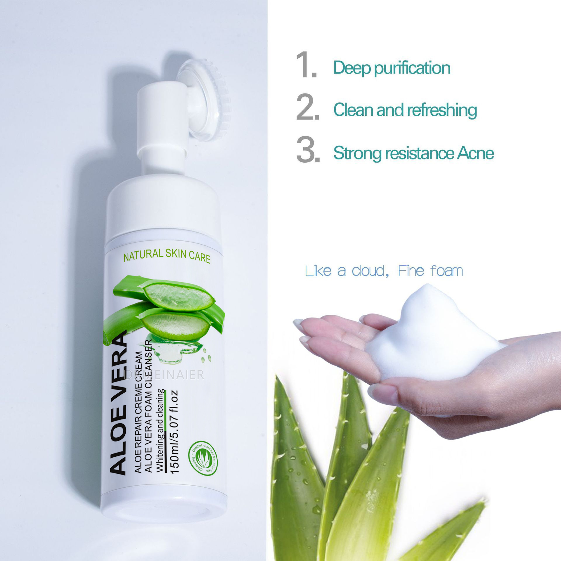 Cross-border Aloe Vera Mousse Facial Cleanser 450ml Foaming Facial Cleanser, Gentle Deep Cleansing, hydrating and moisturizing Facial Cleanser Specification drawing