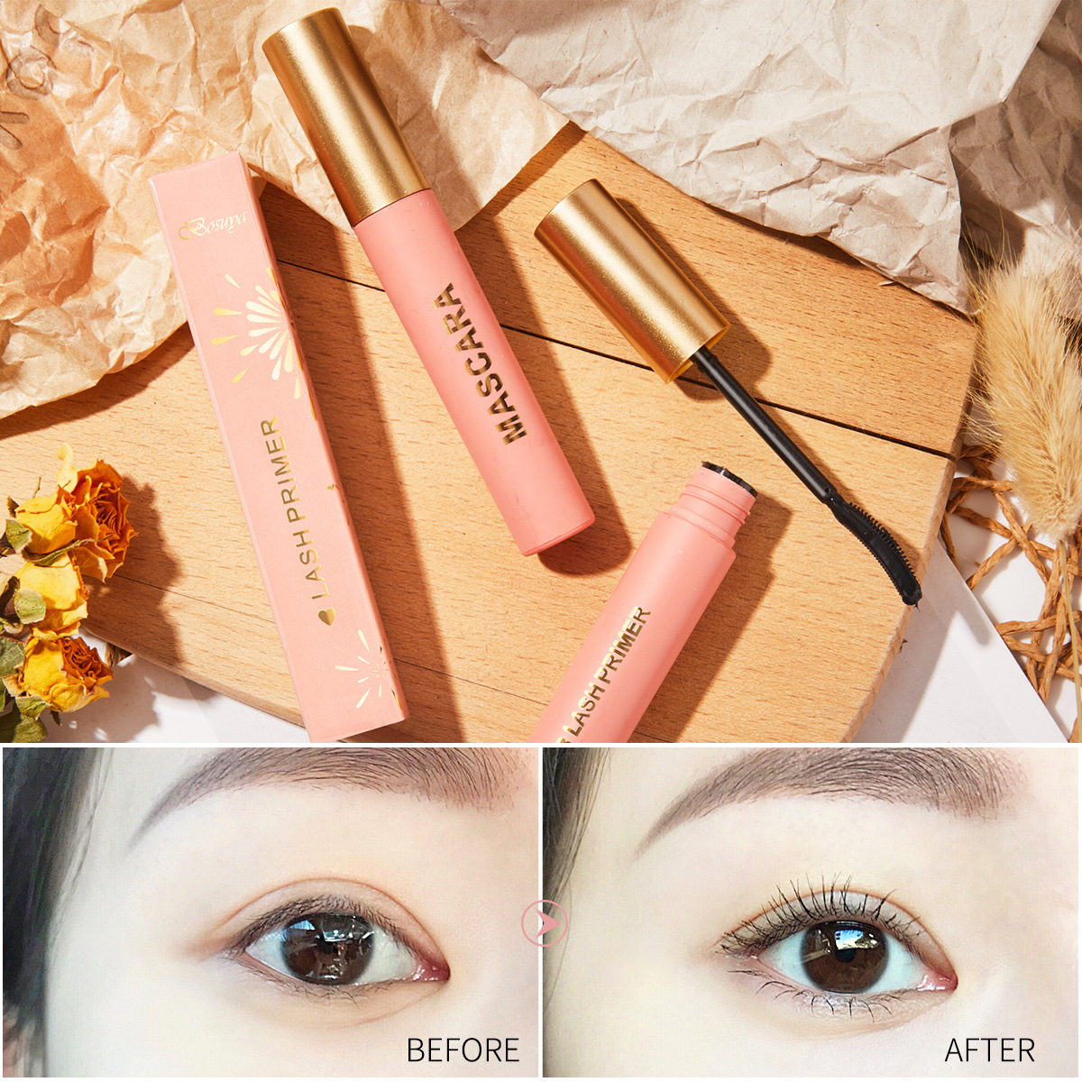 bosuya Styling Mascara Base Cream naturally curls up, each lash distinct, long-lasting, waterproof, sweat-proof and moisturizing mascara Application Scenario