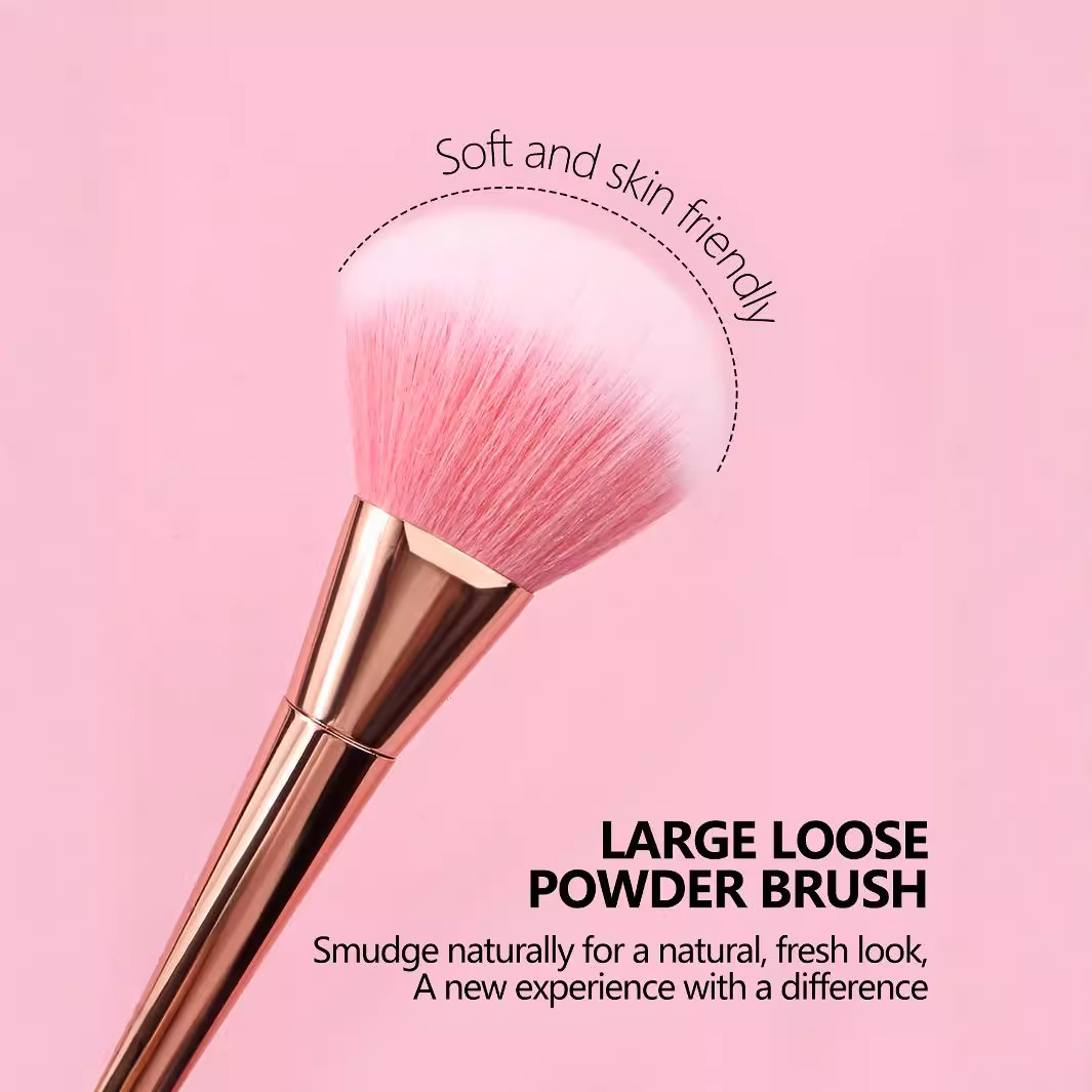 Best-selling rose gold setting brush, soft-bristled long-handled blush brush, loose powder brush, high-quality makeup tools in stock Specification drawing
