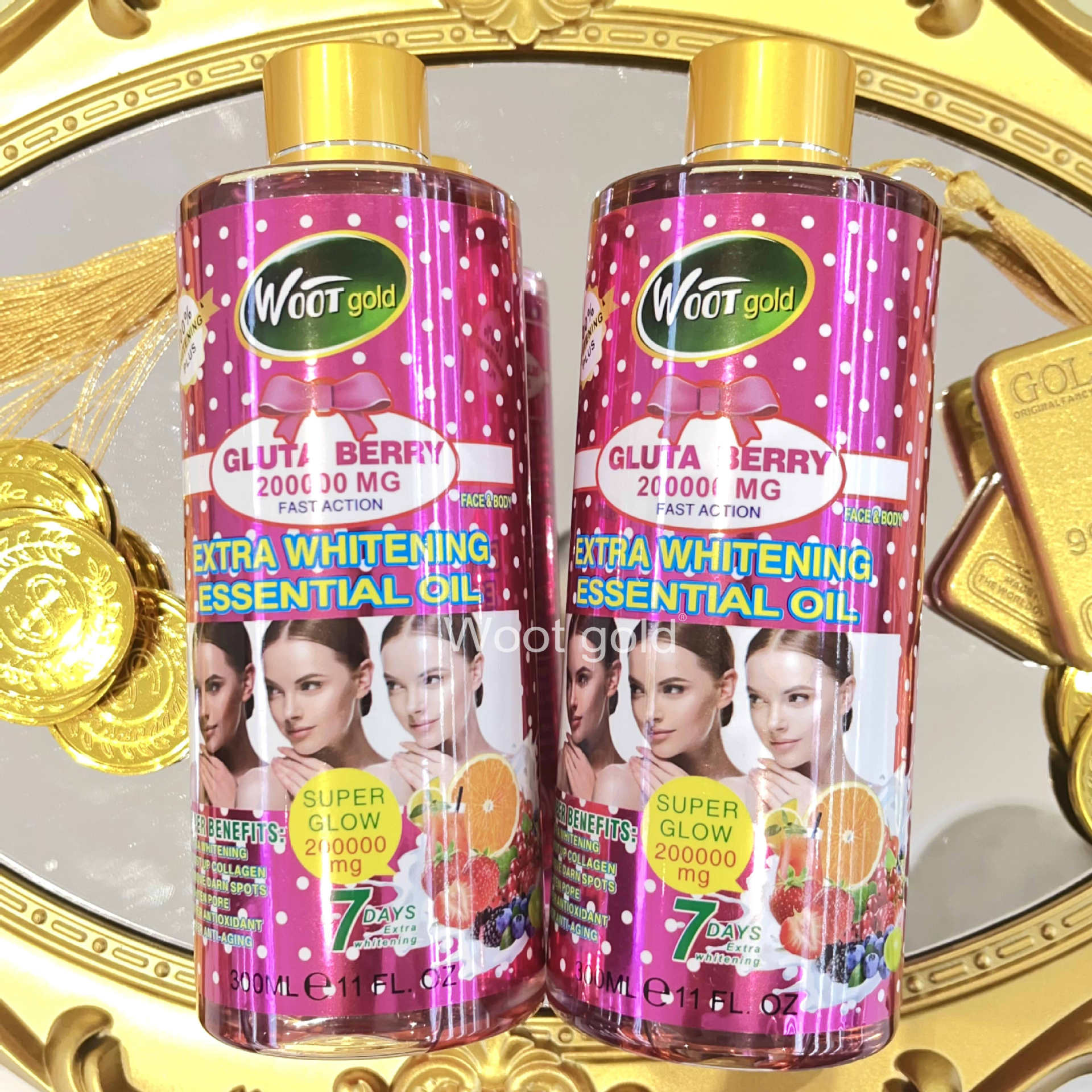 Cross-border Organic Fruit Vitamin Essential Oil Tassel Facial and Body SPA Moisturizing and Brightening Massage Oil 300ml full figure