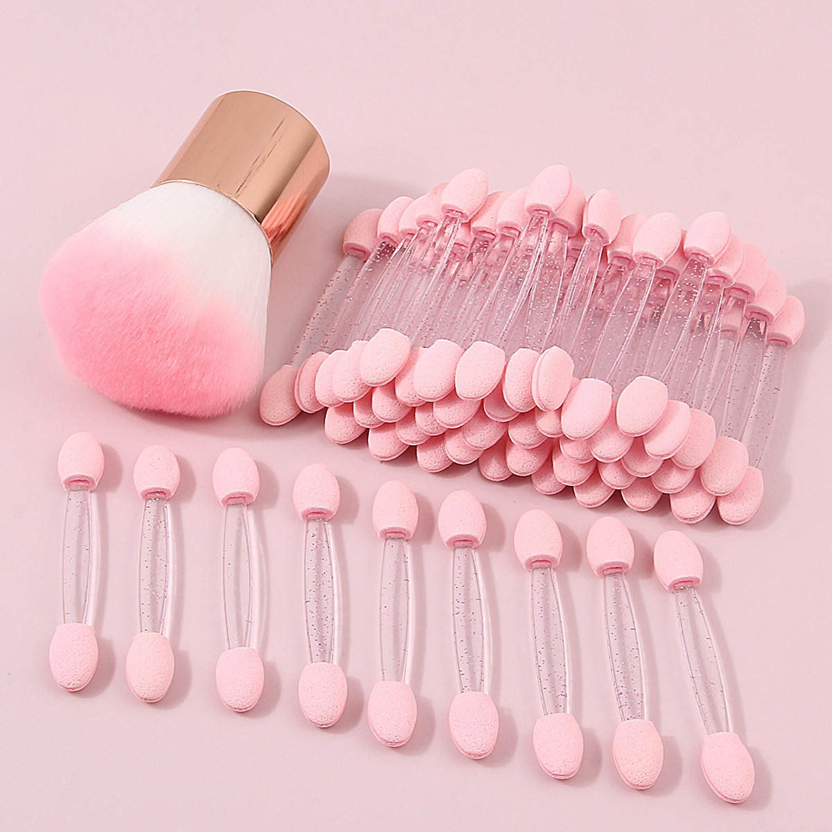 50 multi-functional double-headed sponge eyeshadow sticks, high-gloss blending brush, portable short-handled mushroom head soft bristled powder brush details Picture