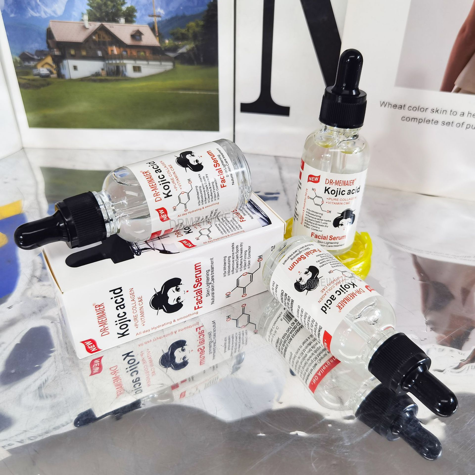 Cross-border Kojic acid essence for reducing fine lines and repairing facial care essence Serum firming and softening skin care products Application Scenario