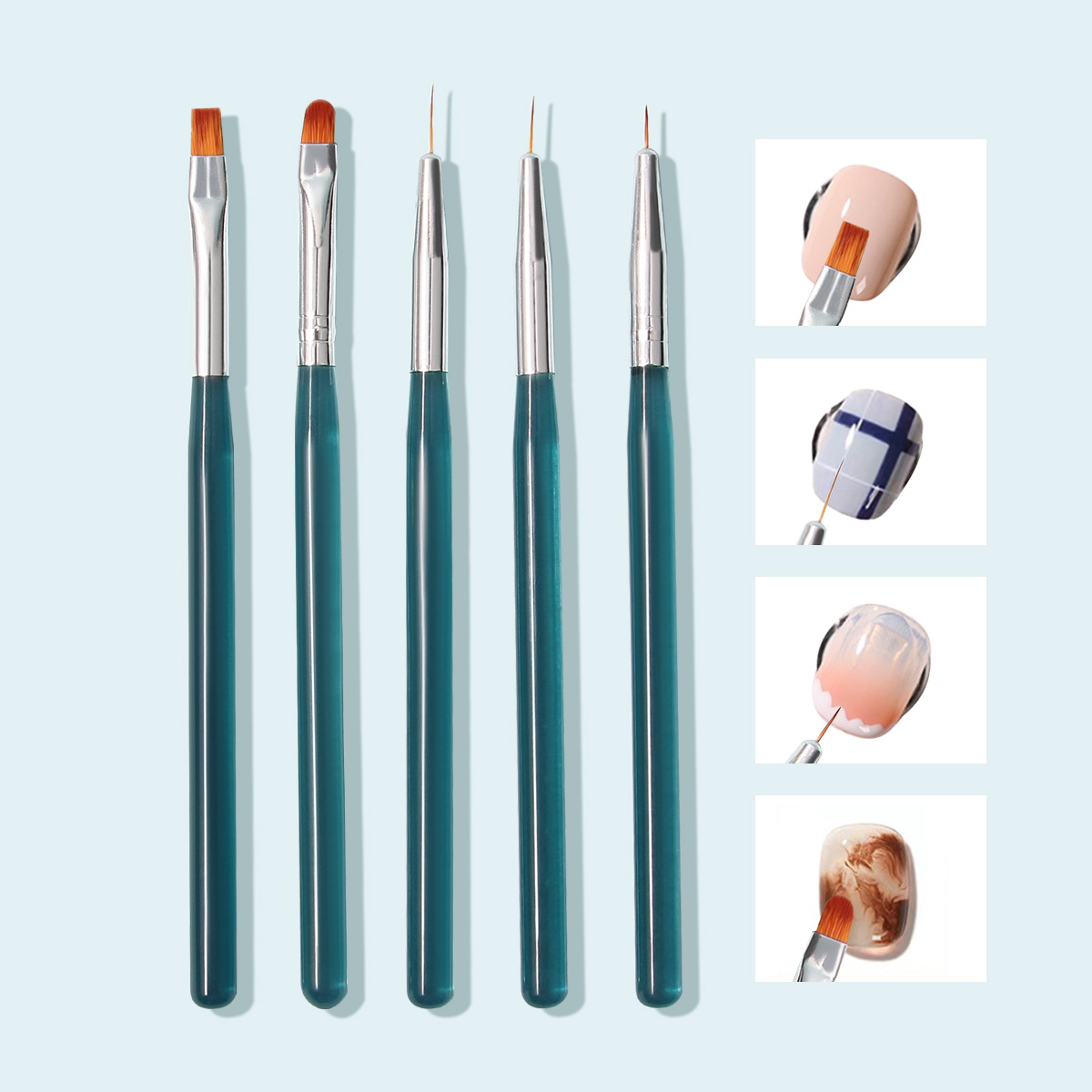 Nail art brush set, painting, sweeping, French line drawing, flower shading, gradient, light therapy pen, Japanese tool pen brush full figure