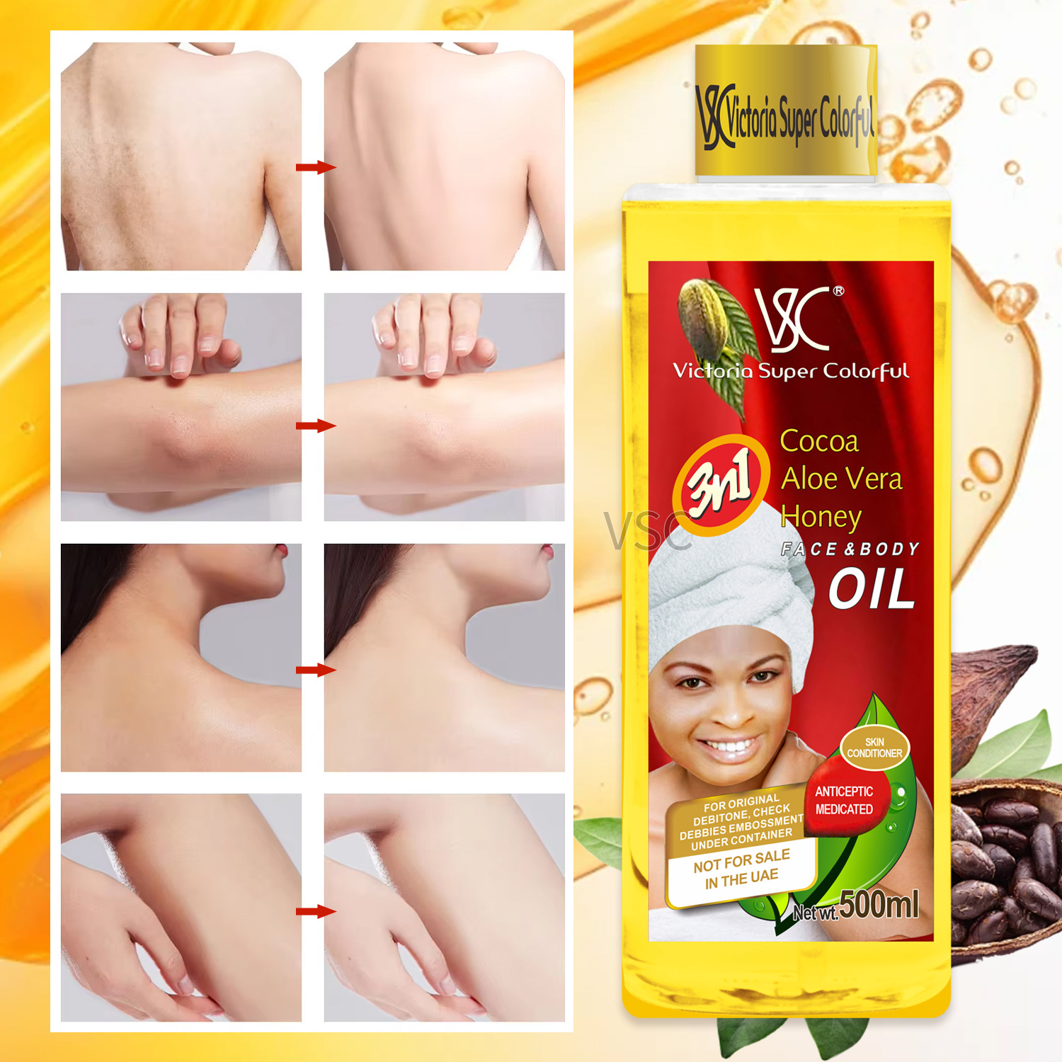 Cross-border cocoa aloe Honey Essential Oil 100ml, Massage Oil 500ml, wholesale for facial, body and full-body massage Application Scenario