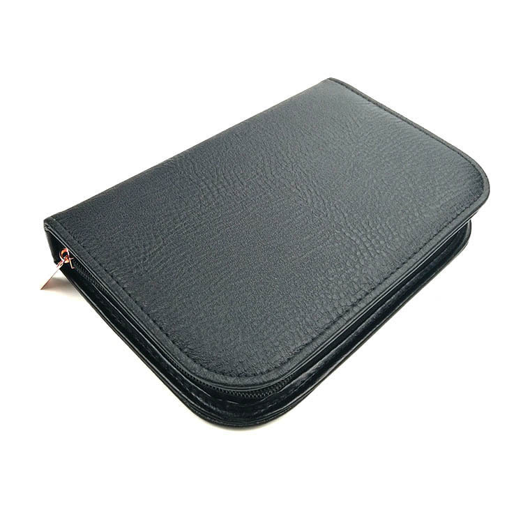 Black PU makeup bag with 12 sockets, complete makeup brush bag, makeup tools, zipper storage bag, wholesale of beauty tools Item Picture