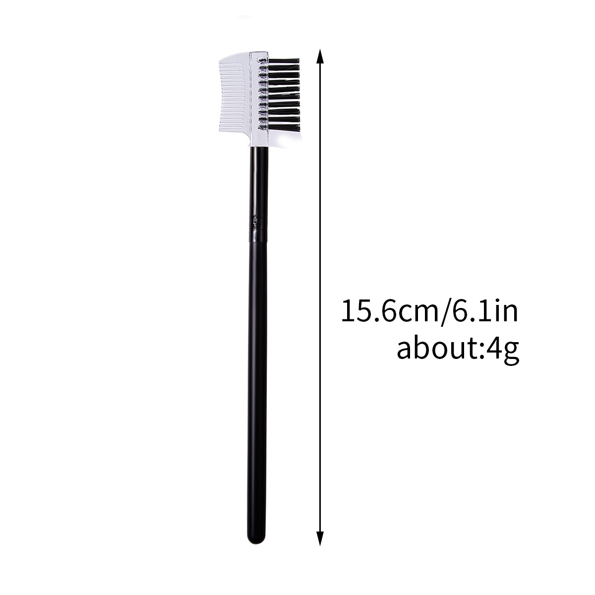 Black single double-headed eyebrow brush and eyebrow comb dual-purpose eyebrow brush set, reusable eyebrow comb and eyelash brush comb with long handle Item Picture