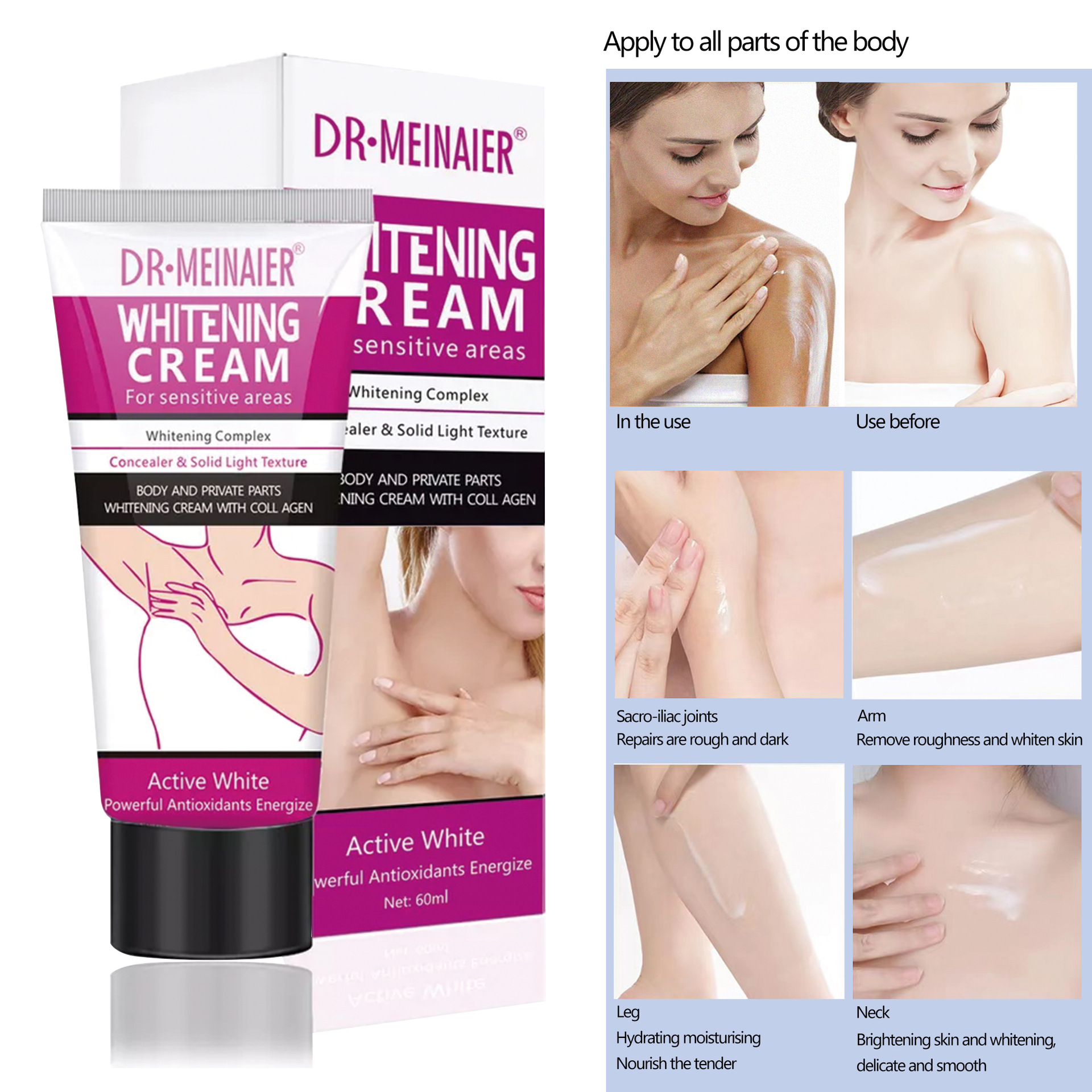 Cross-border Dark cream Underarm Private Brightening Moisturizing Body Lotion Hydrating and Fading whitening cream Specification drawing